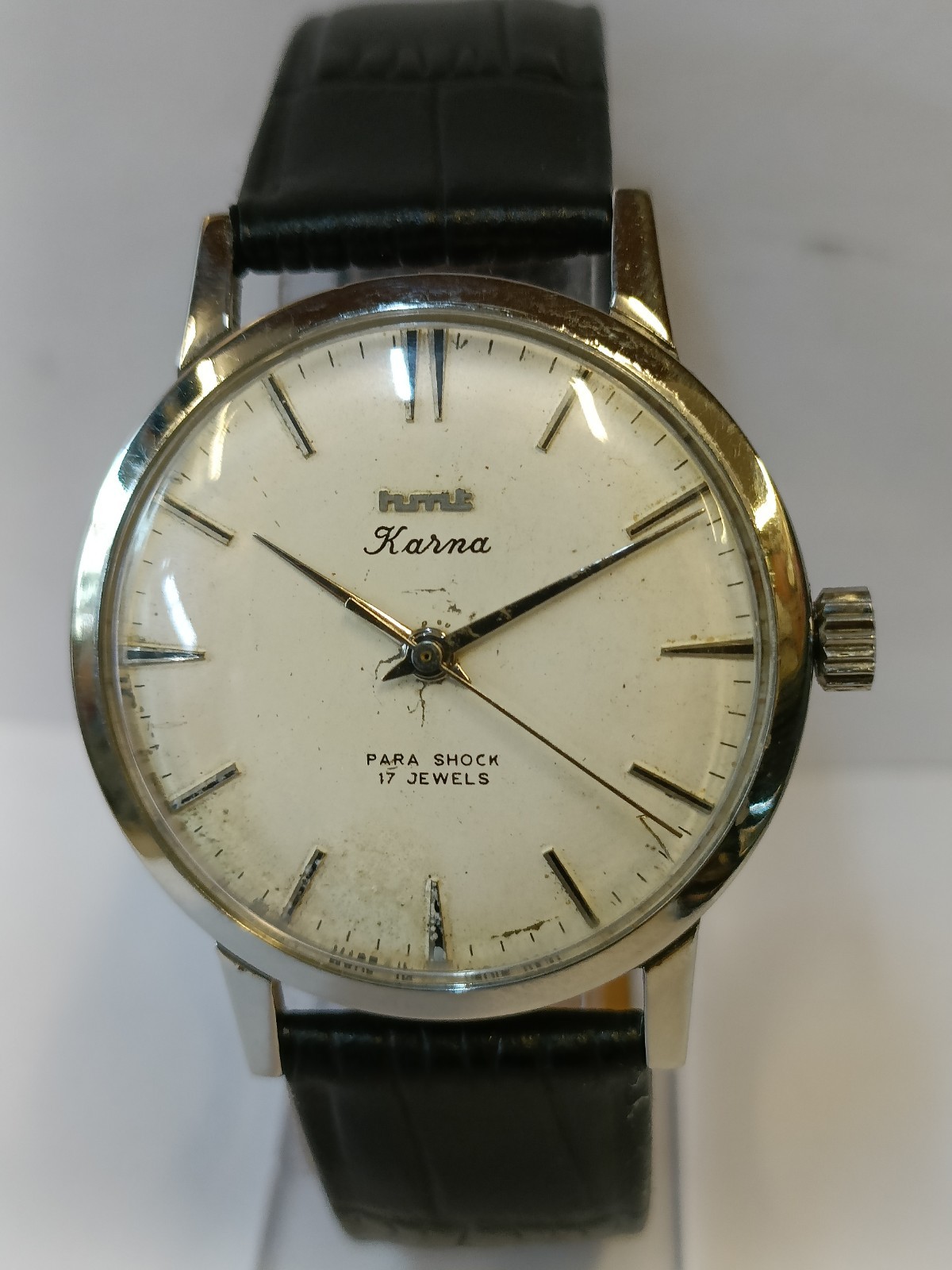 HMT KARNA 17J WINDING PATINA WHITE DIAL INDIA MEN\'S WORKING CONDITION