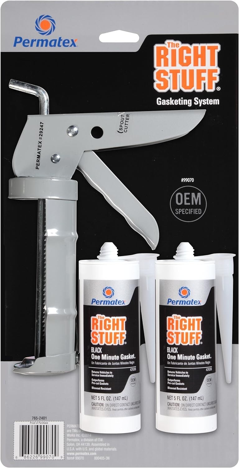Permatex 99070 The Right Stuff Gasket Maker, 5 oz. - 2 Pack with Caulking Gun