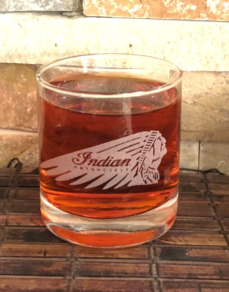 Indian Motorcycle Whiskey Glass 11 Oz Indian Motorcycle Whiskey Glass 11 Oz
