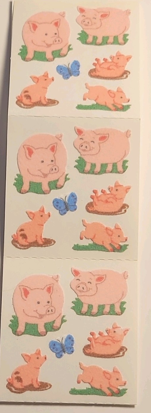 Sandylion Fuzzy Multicolor Pig & Butterfly Farm Animal & Insect Stickers Sandylion Fuzzy Multicolor Pig & Butterfly Farm Animal & Insect Stickers