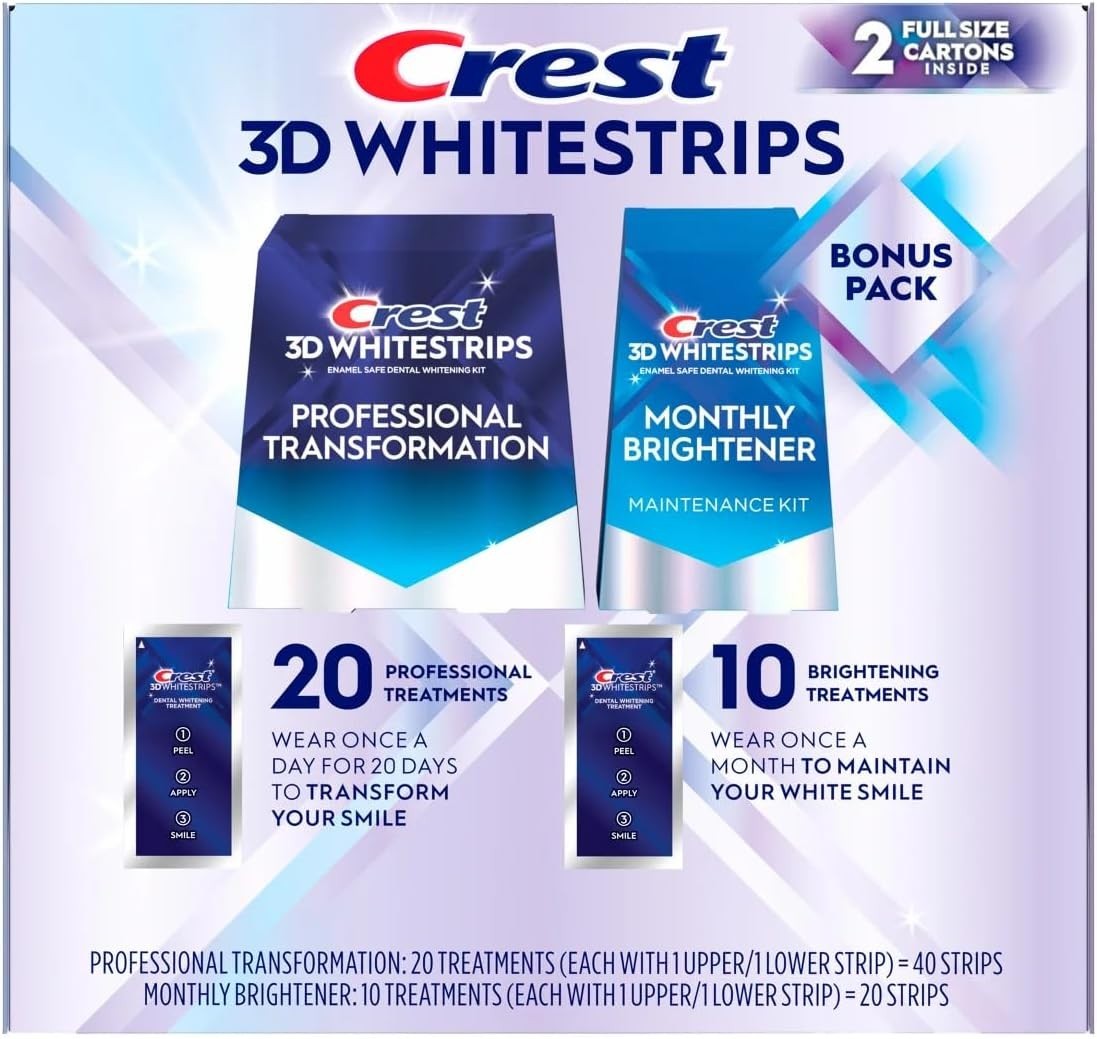 NEW -  Crest 3D Whitestrips Dental Whitening Kit 40+20 Strips