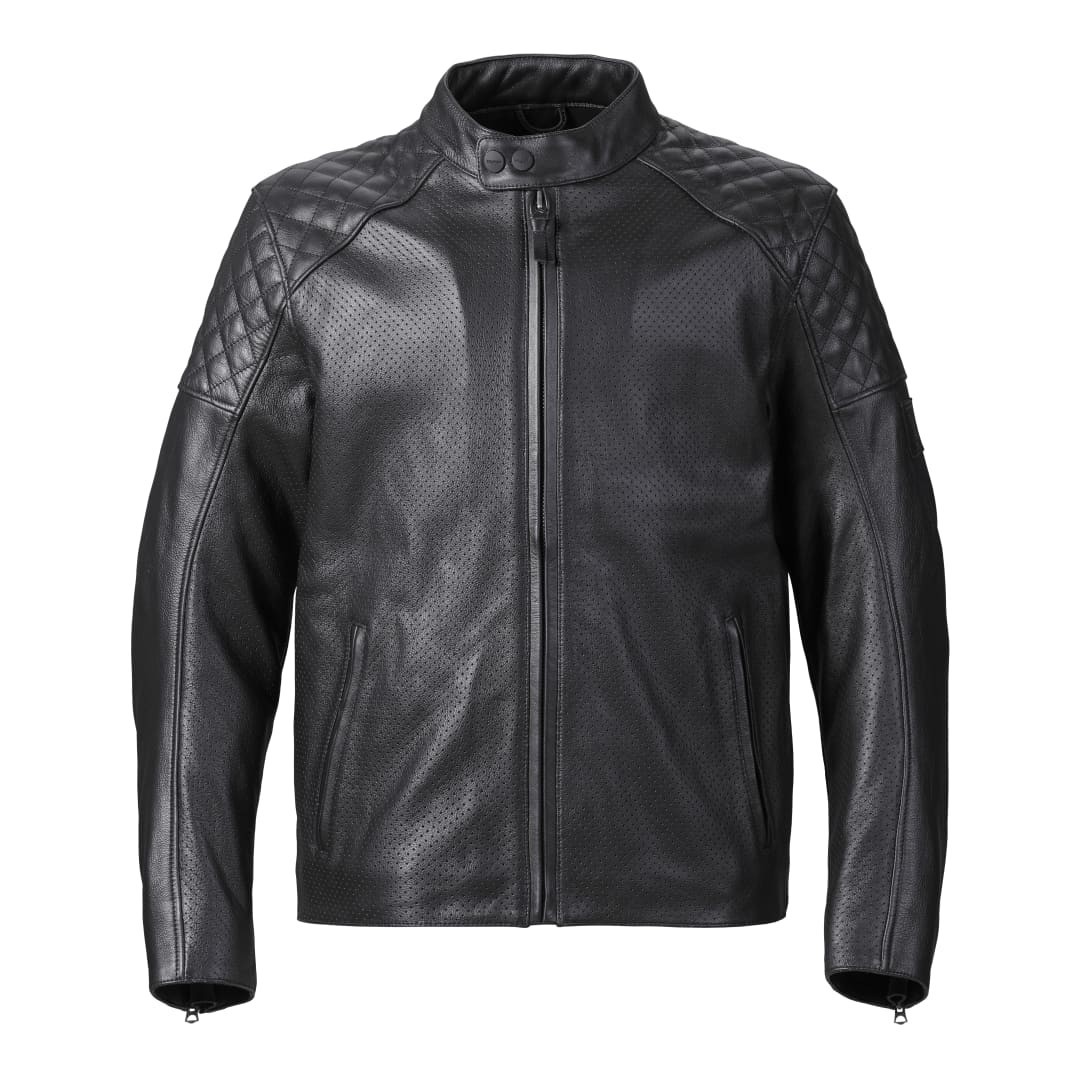 TRIUMPH Braddan Perforated Leather Motorcycle Jacket Quilt panels LARGE TRIUMPH Braddan Perforated Leather Motorcycle Jacket Quilt panels LARGE