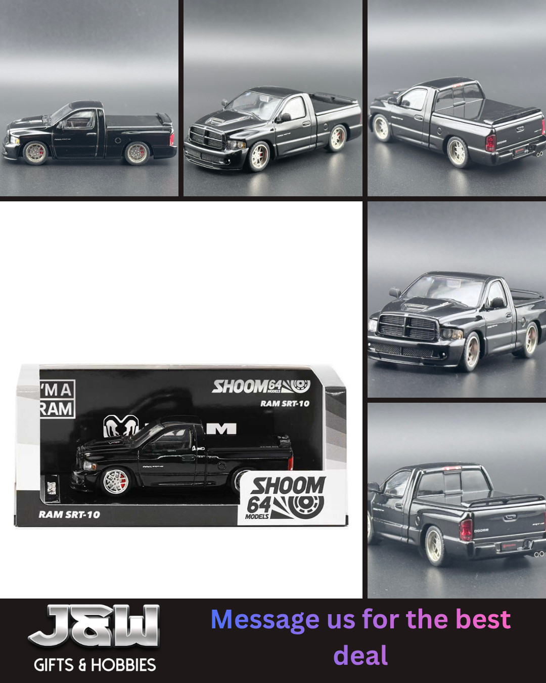 SHOOM64 2003 Dodge Ram SRT-10 Pickup Black 1/64