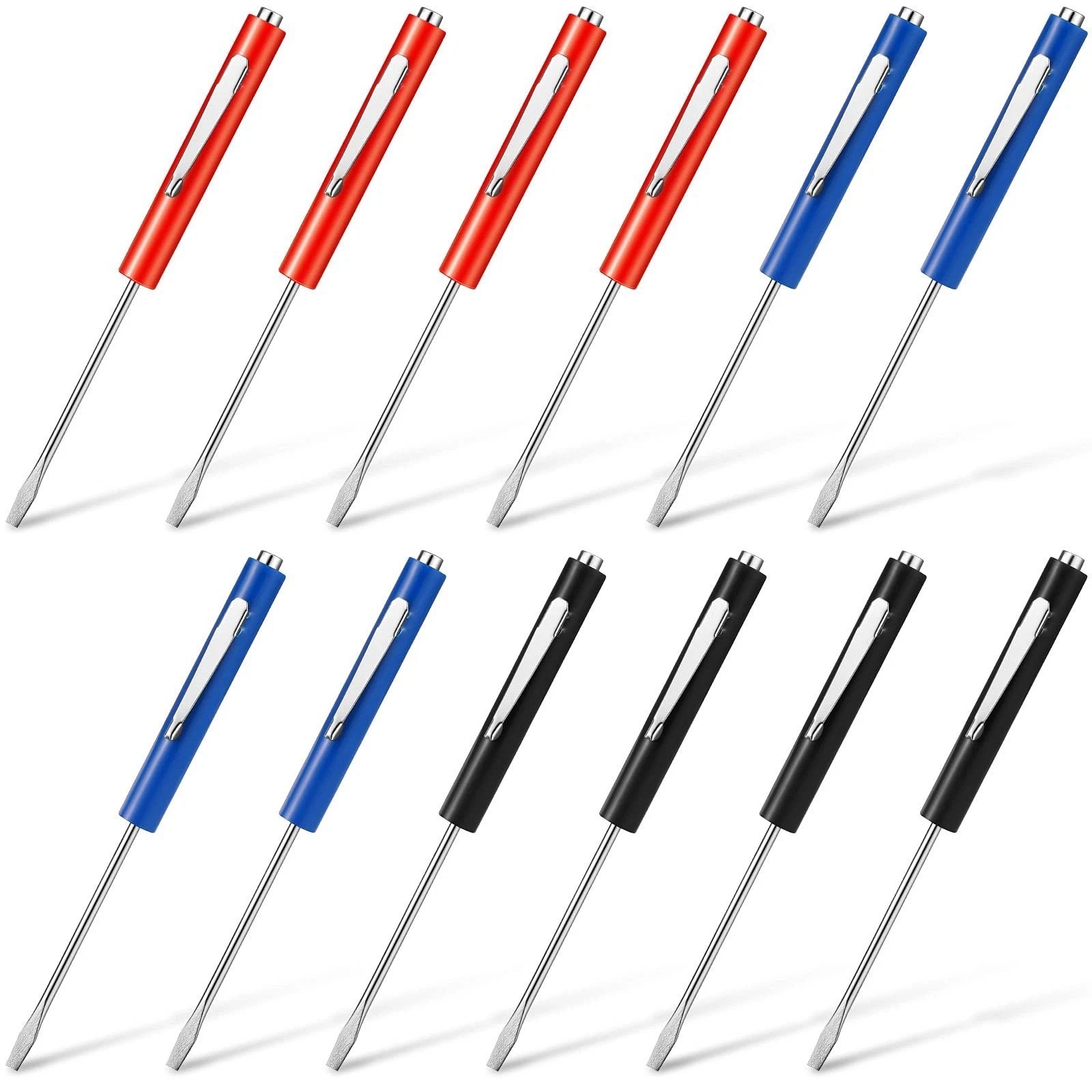 12 Pcs Pocket Screwdriver Magnetic with Single Blade Flat Head Mini Tops Pocket