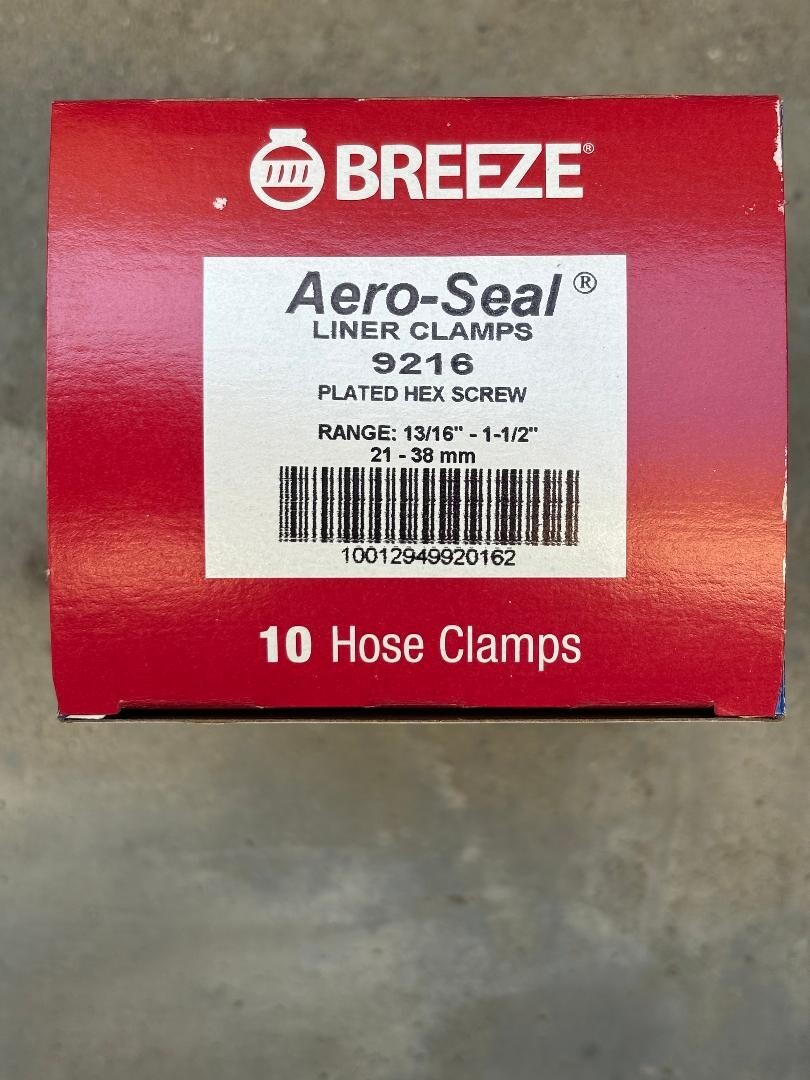Breeze 9216 AeroSeal Liner Clamps 13/16\