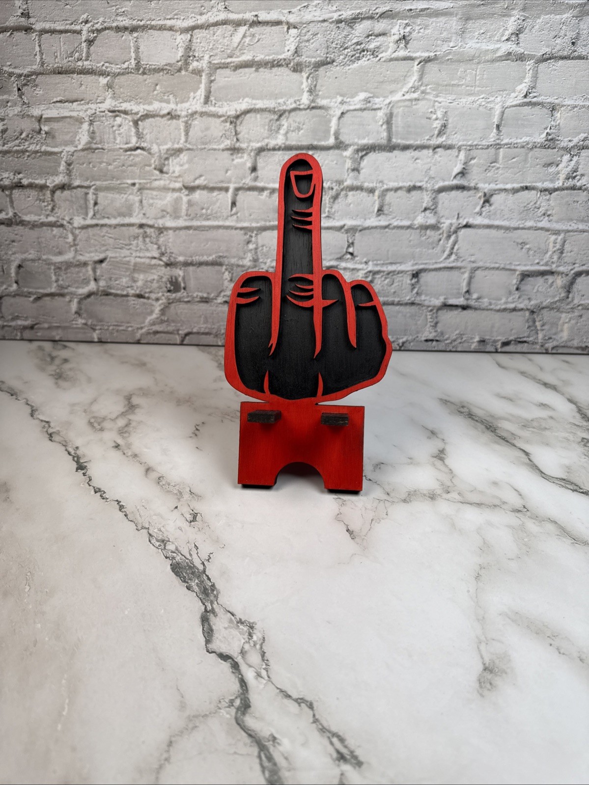 Funny Wooden Phone Stand Middle Finger Hand Gesture Desk Holder Gift Funny Wooden Phone Stand Middle Finger Hand Gesture Desk Holder Gift