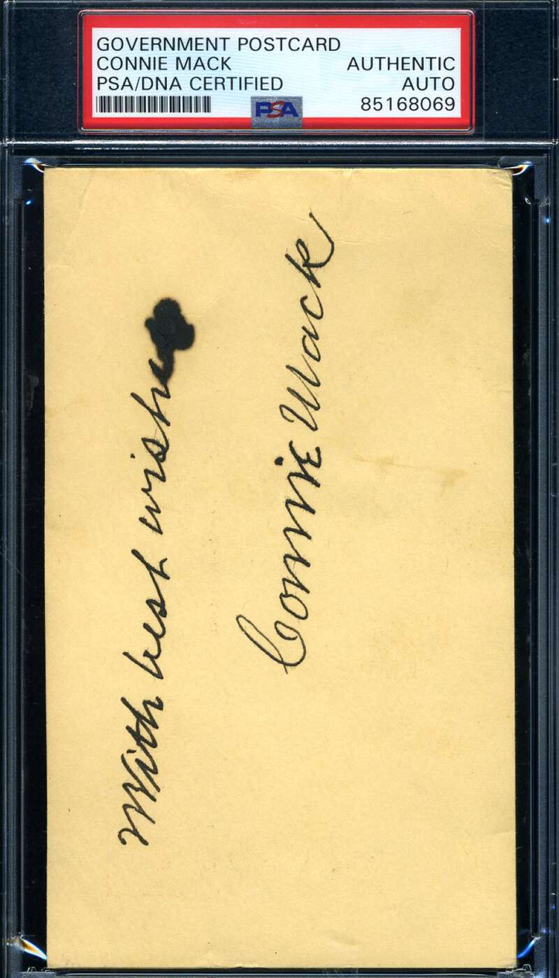 Connie Mack PSA DNA Signed 1953 GPC Government Postcard Autograph