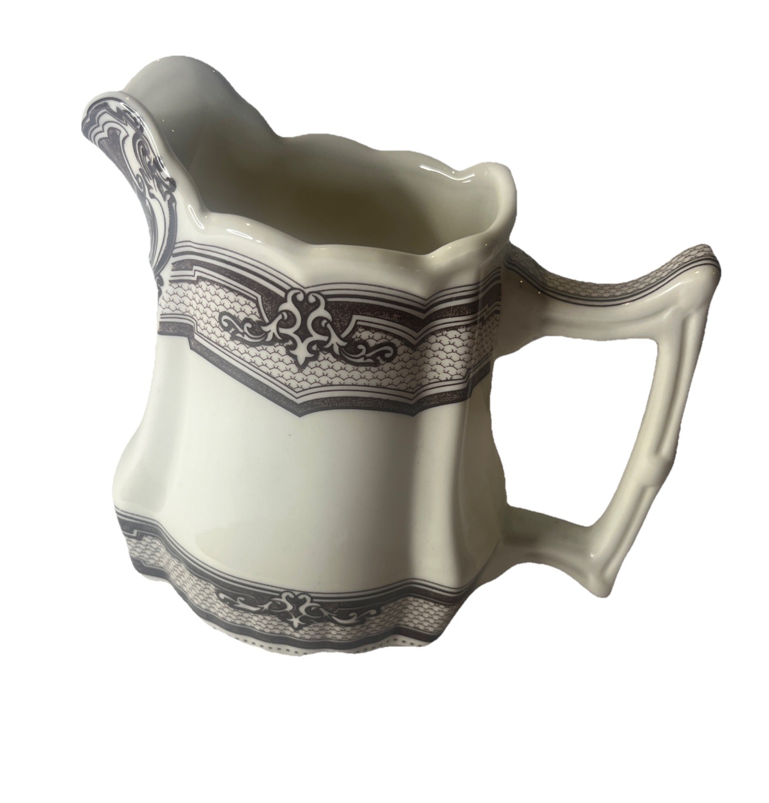 Vintage Two\'s Company 5” Brown Transferware Ironstone Pitcher Aesthetic Movement