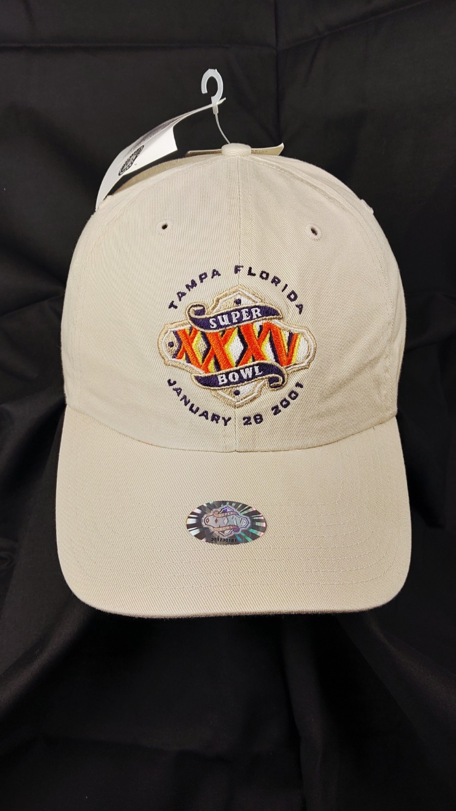 NFL Super Bowl XXXV Hat Tan w/ Embroidered Logo Baltimore Ravens v NY Giants NEW