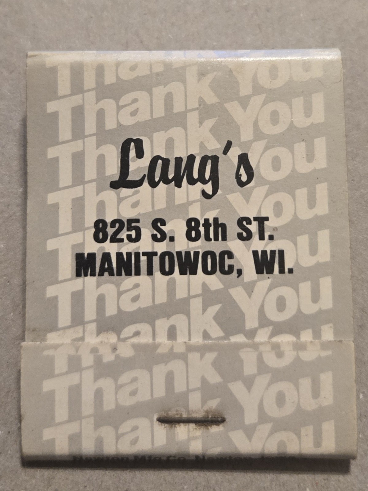 Lang's Manitowoc  Wisconsin Vtg Unused Matchbook W1 