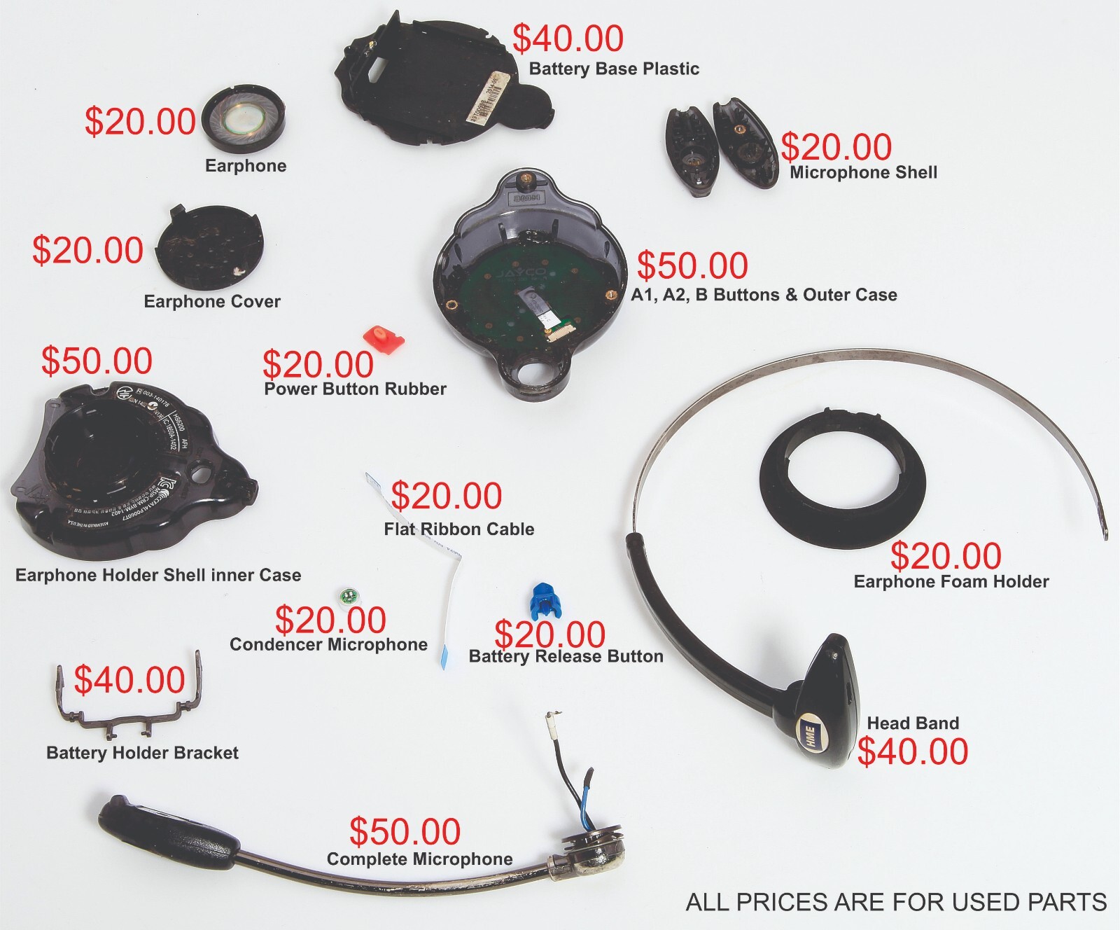 U81215 HME Drive Thru Wireless Headset Parts For HS6100 HS6200 HS6300 WH G2U U81215 HME Drive Thru Wireless Headset Parts For HS6100 HS6200 HS6300 WH G2U