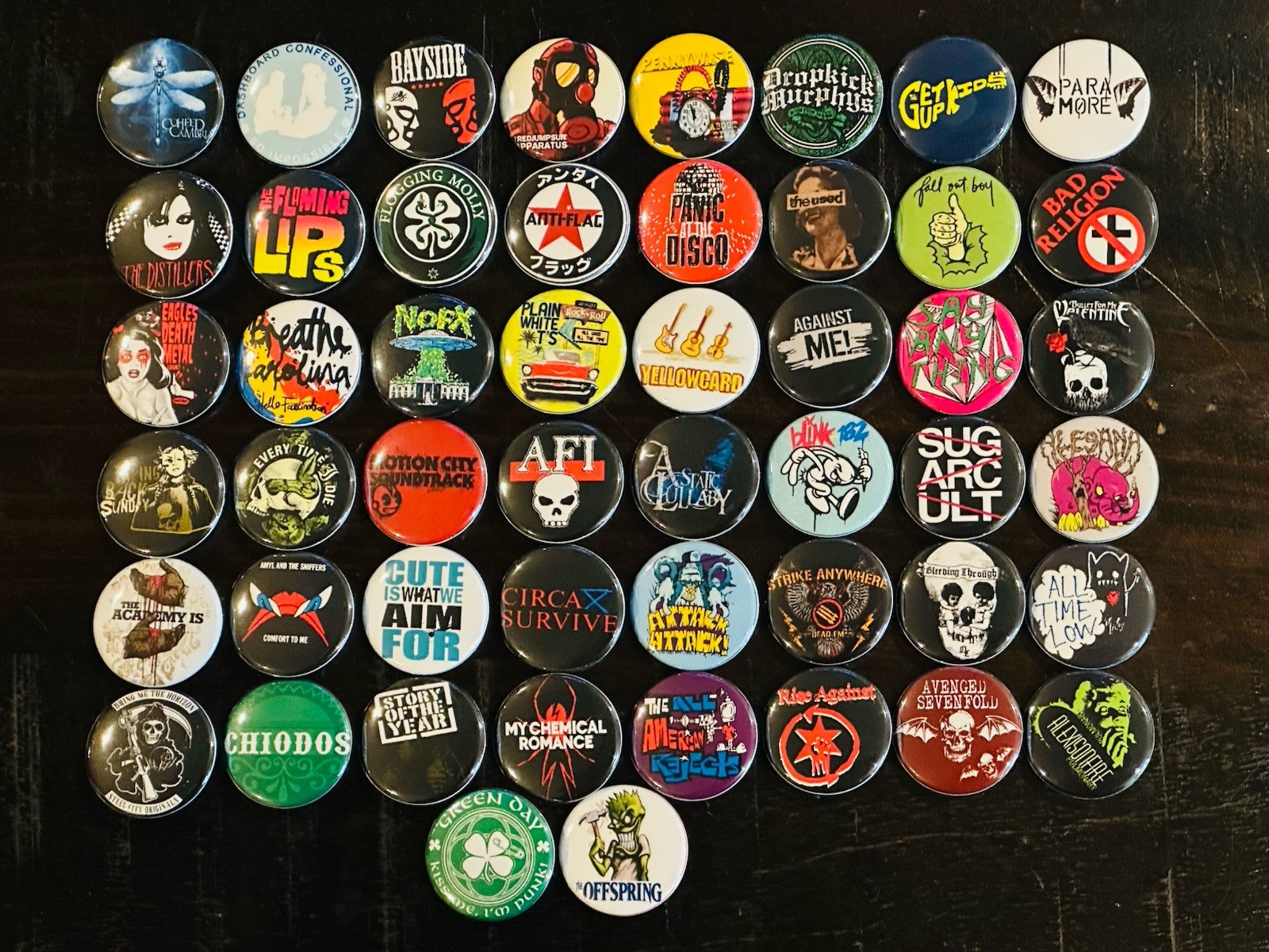 Assorted Emo/ Metal/ Punk Buttons /  Pins Set Of 50