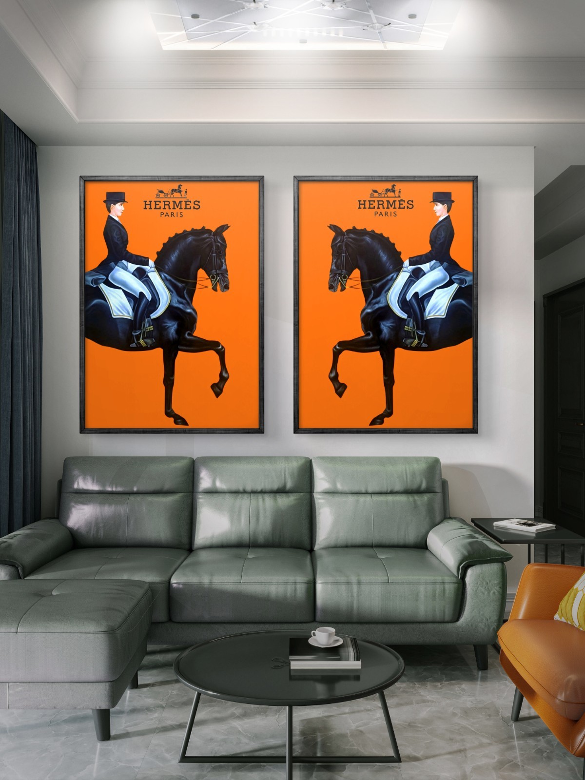 Set of 2 Hermès Horse Art Pieces Canvas wall art home decor