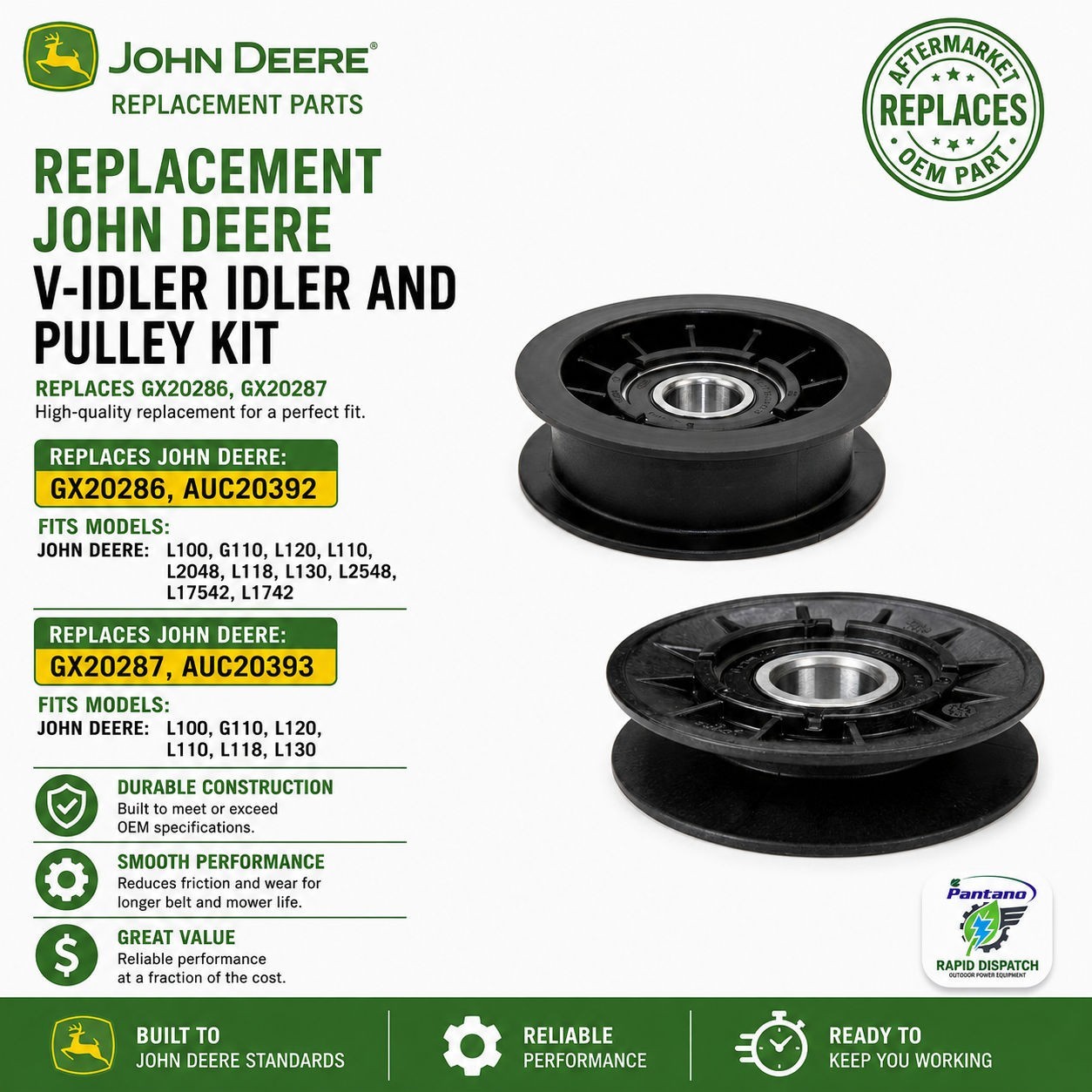 Idler Pulley Kit For Transmission Belt For John Deere GX20286 GX20287
