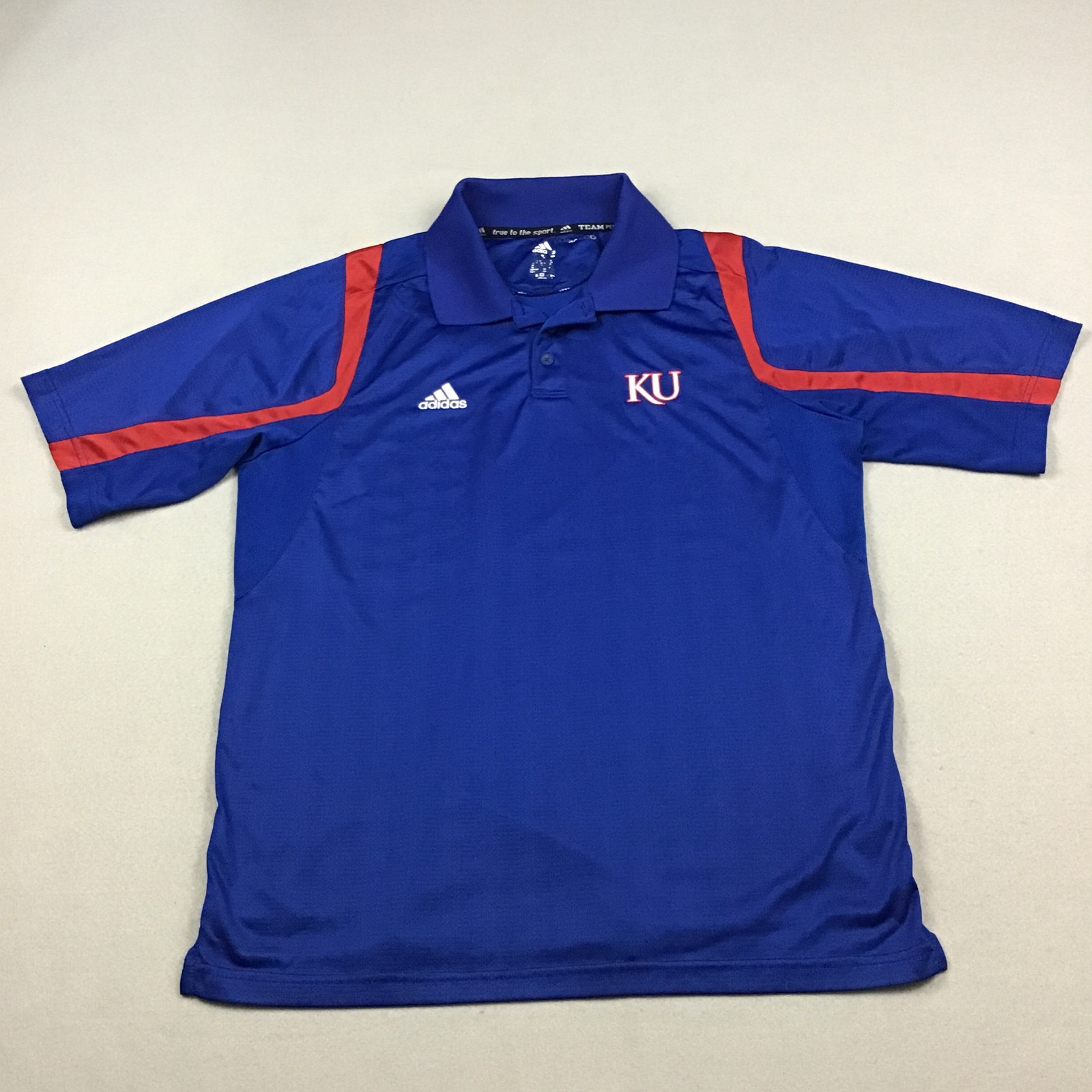 Kansas Jayhawks Shirt Men Extra Large Blue Adidas Polo NCAA Basketball KU XL