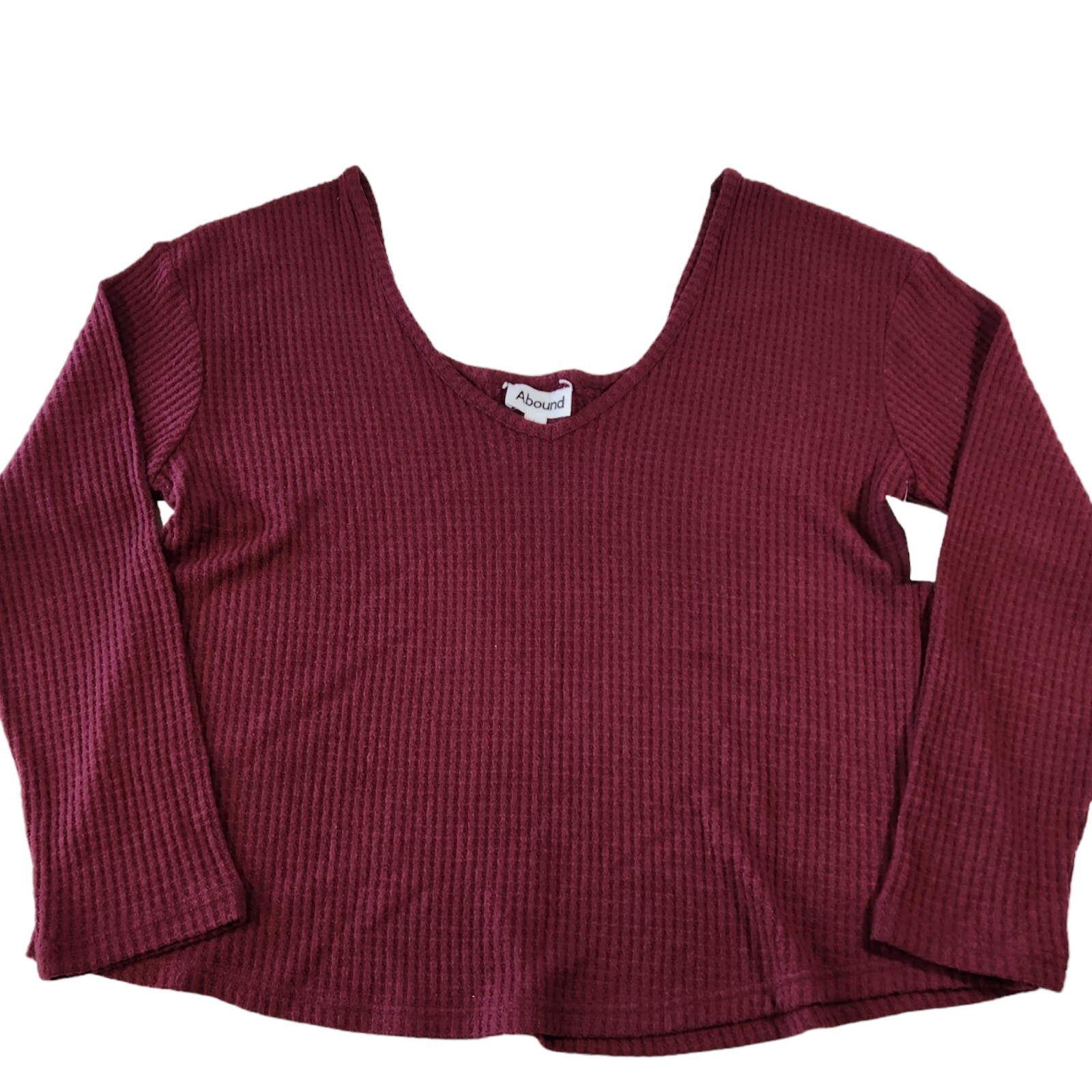 Abound Nordstrom V-Neck Cropped Knit Pullover Sweater Maroon Womens Size Large Abound Nordstrom V-Neck Cropped Knit Pullover Sweater Maroon Womens Size Large