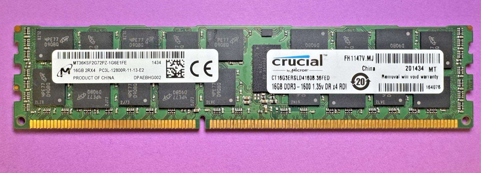 Micron Crucial 16GB RAM 2Rx4 PC3L-12800R-11-13-E2 DDR3-1600 Desktop RAM