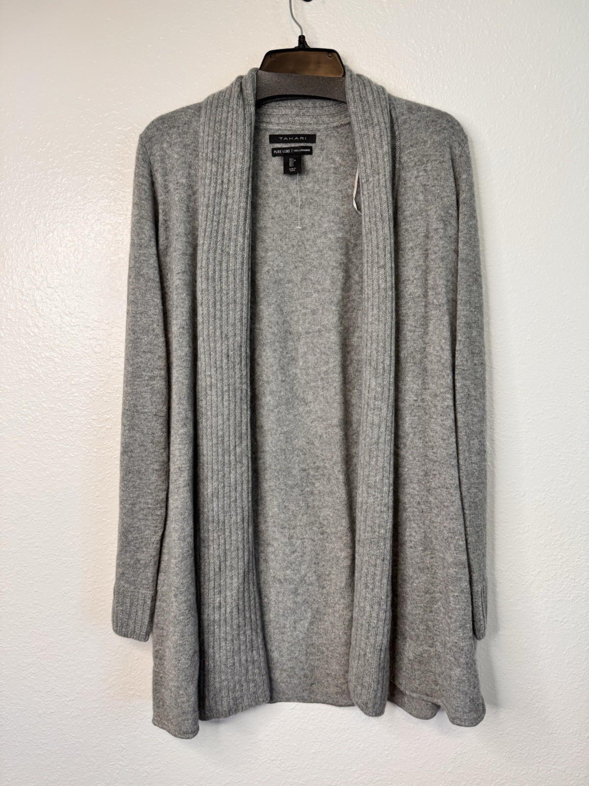 NWT Tahari Cashmere Pure Luxe Open Long Cardigan Sweater - L