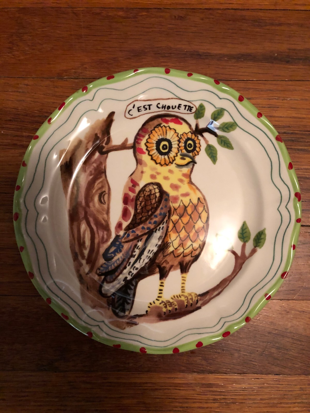 Anthropologie Nathalie Lete Owl Ceramic Plate 8” C’est Chouette Green White Anthropologie Nathalie Lete Owl Ceramic Plate 8” C’est Chouette Green White