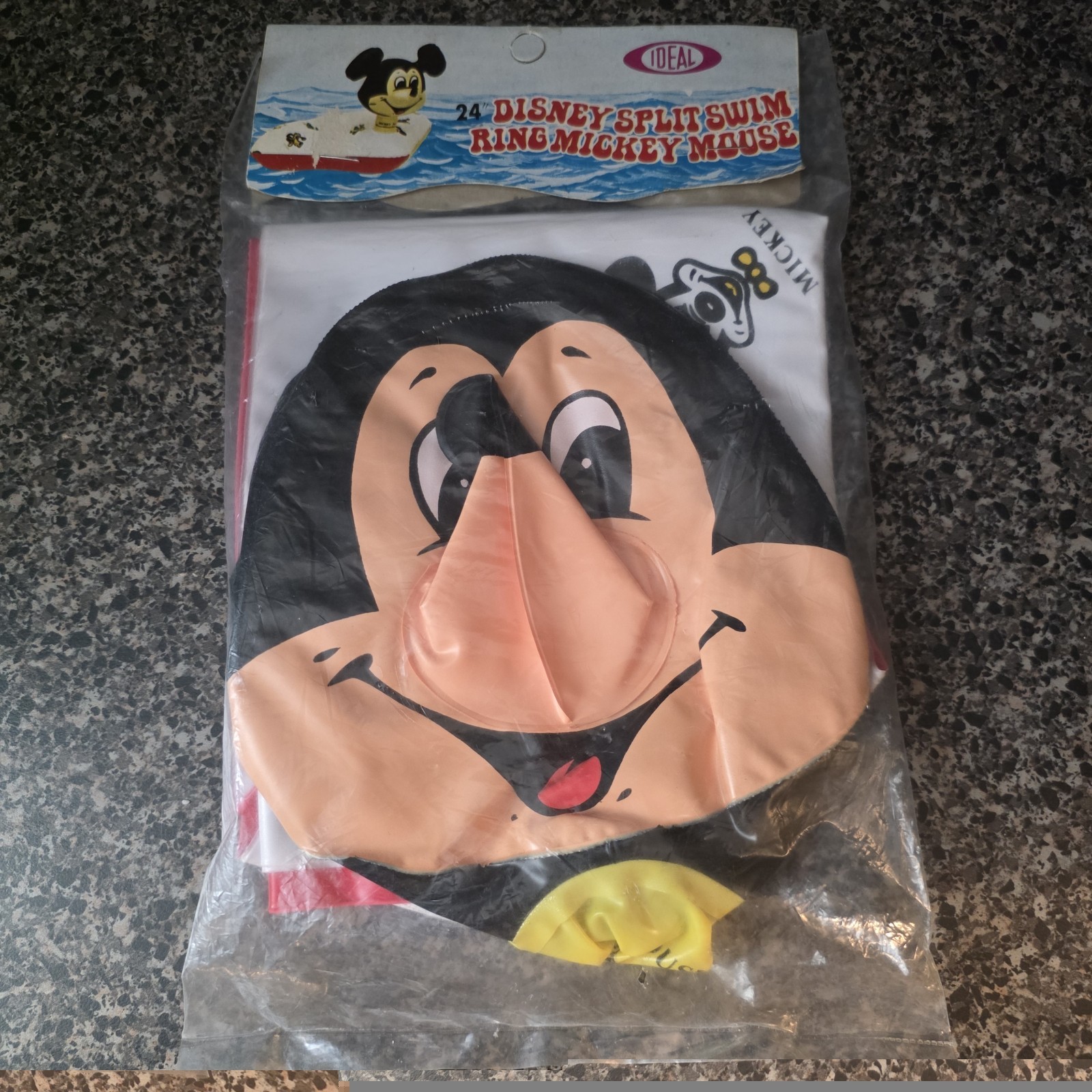 Vintage 1970 Ideal Disney Mickey Mouse 24” Split Swim Ring NOS Sealed Float