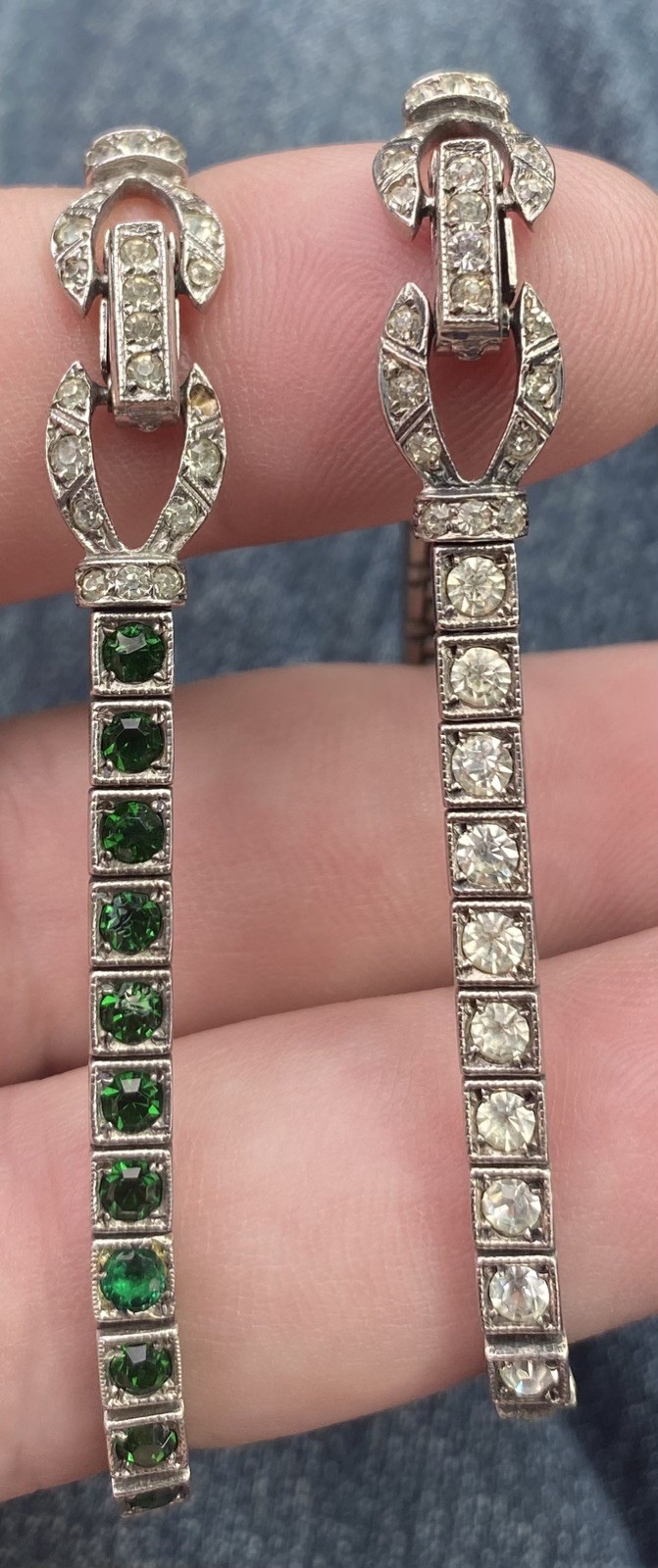 Pair of Art Deco-style sterling silver line bracelets Pair of Art Deco-style sterling silver line bracelets