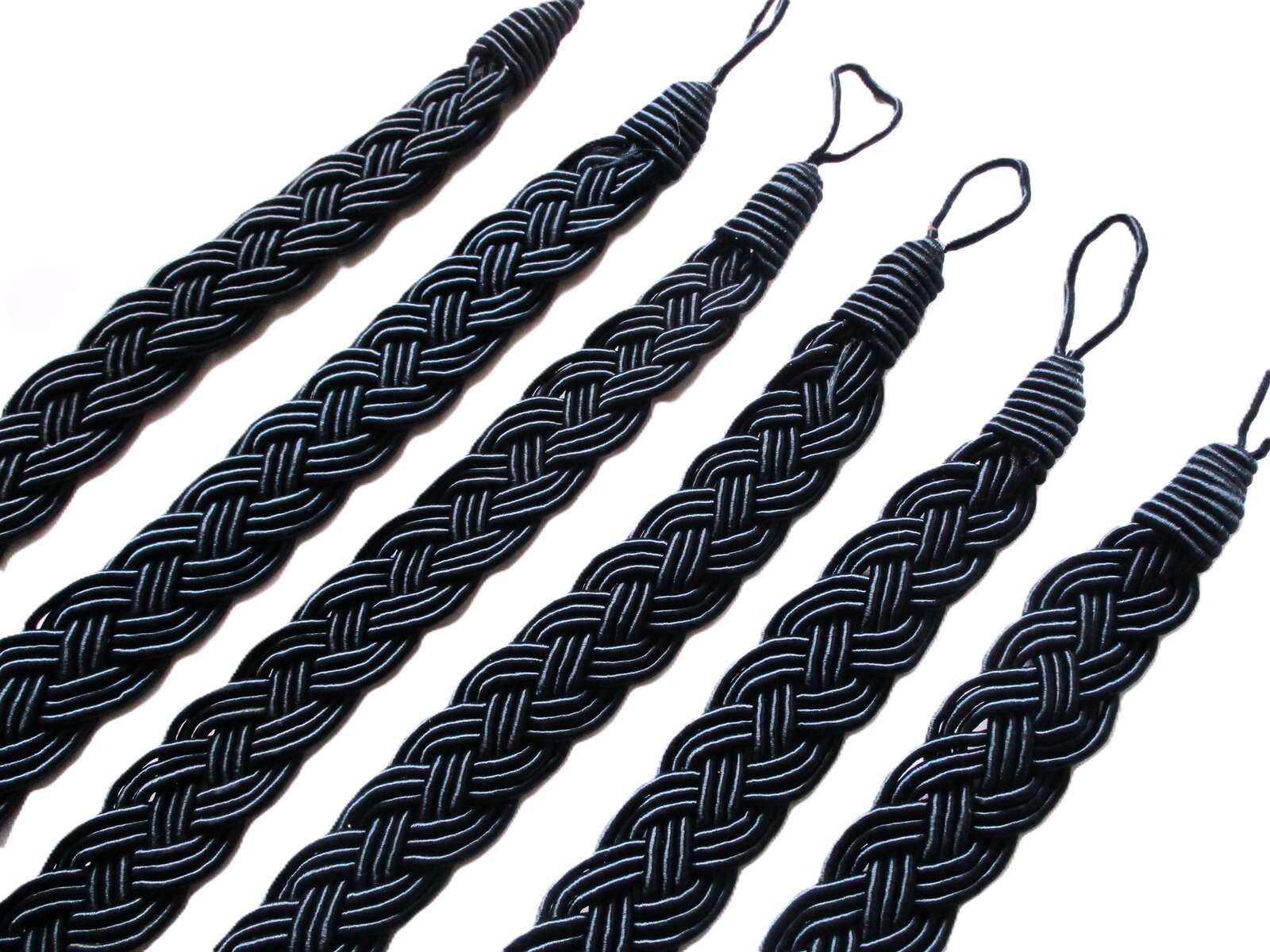 Navy Dark Blue Drapery Tie Backs Braided 6 Pc Vintage Curtain Holdbacks