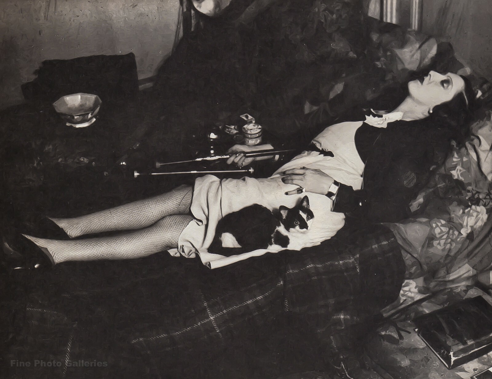 1931/76 Vintage BRASSAI Paris Opium Drug Smoking Pipe Woman n Cat Sleeping Photo