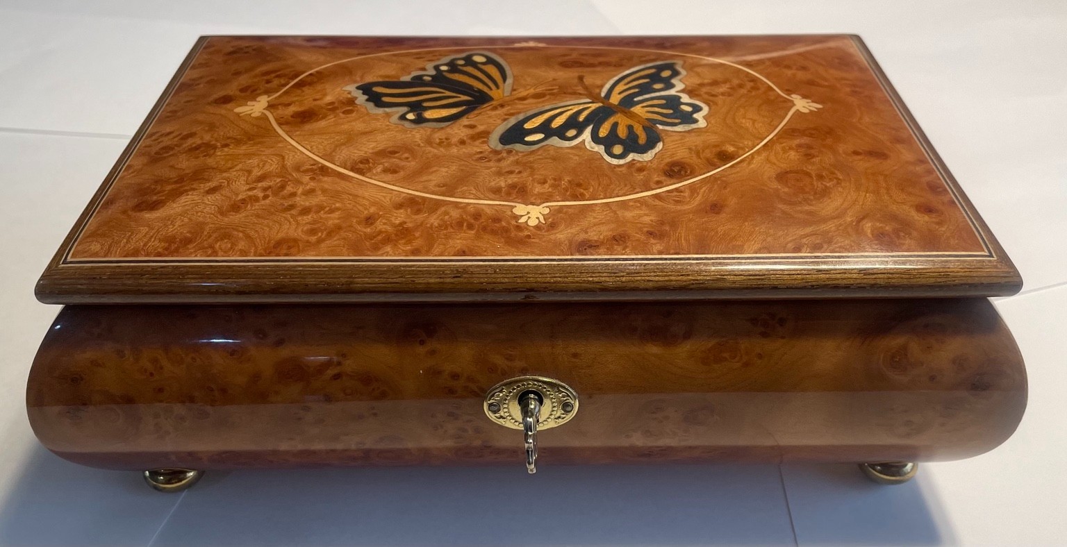 Paturzo Giovanni Reuge Music Jewelry Box Sorrento Italy Edelweiss Butterfly