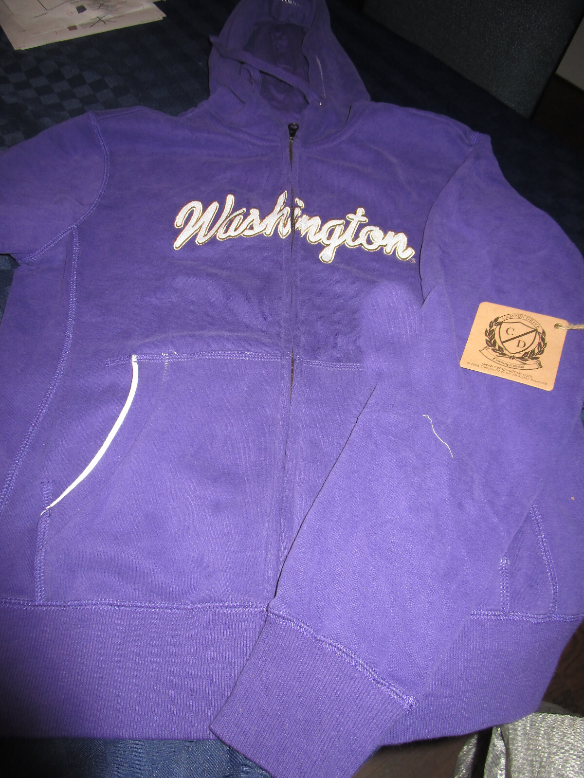 NWT WOMENS  UNIVERSITY OF WASHINGTON ZIP HOODED SWEATSHIRT JACKET PURPLE LARGE