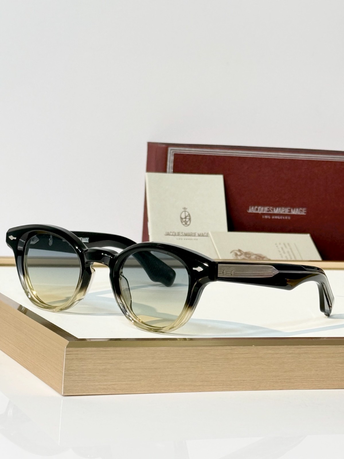Jacques Marie Mage Clemens Sunglasses 46-25, Black Gradient Round Frame New