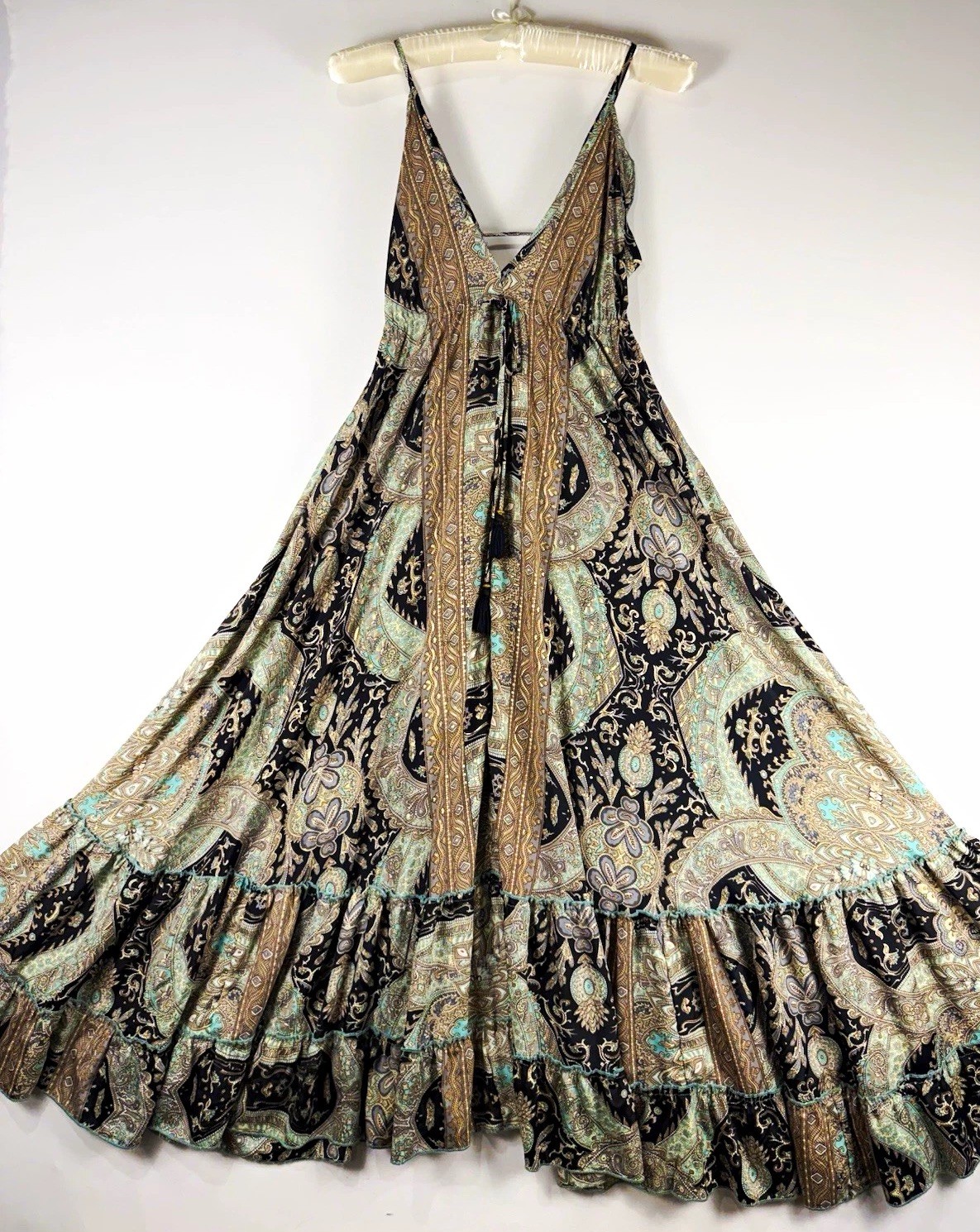 fab\'rik Boho Paisley Tiered Maxi Dress - Size S
