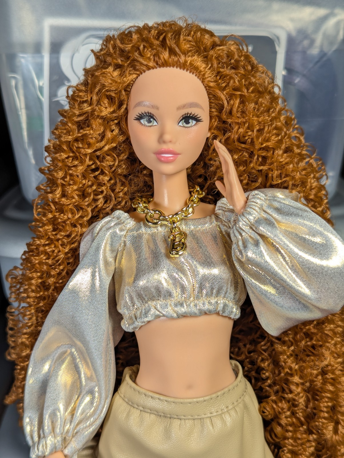 OOAK Custom Reroot Odile Barbie Fashionista 249 Long Ginger Curly Hair MTM