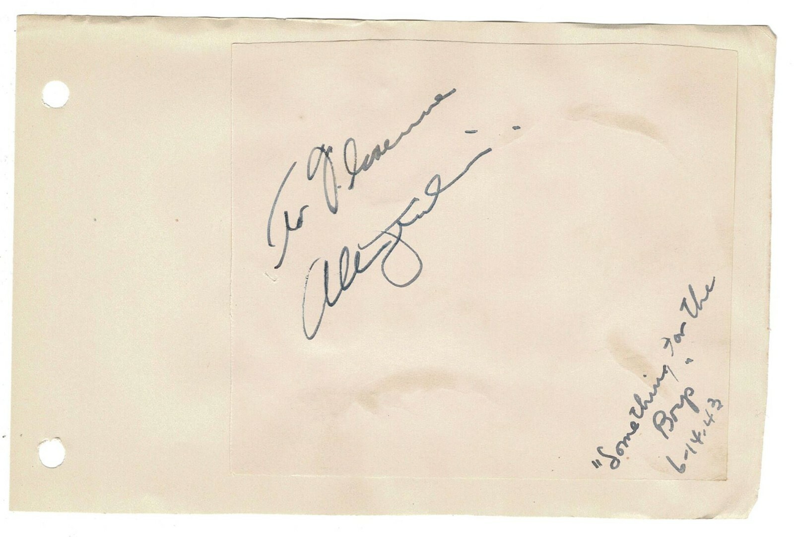 Allen Jenkins Top Cat Autographed Signed Album Page AMCo COA 12962