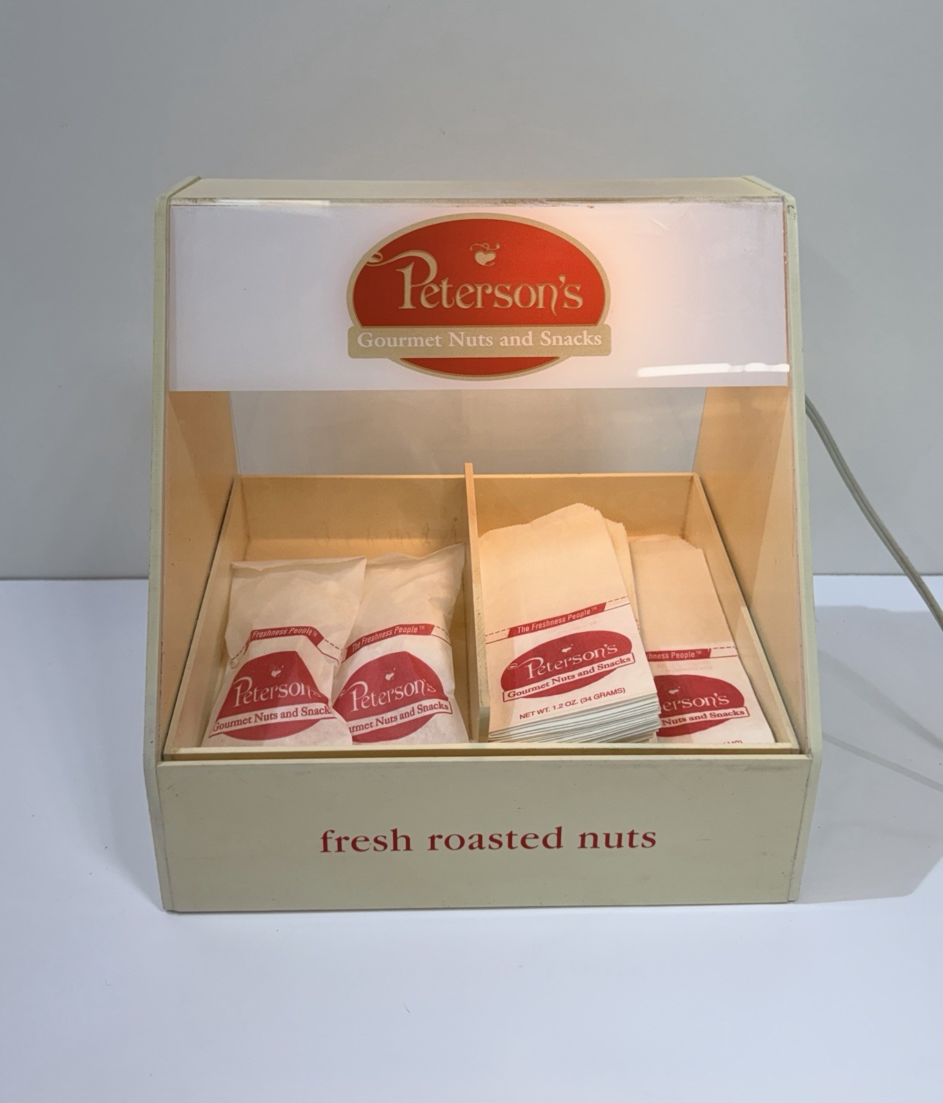 Vintage Peterson\'s Gourmet Nuts Heated warmer Advertising Counter Display Bags