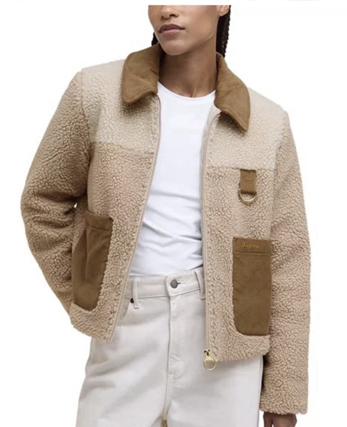 Barbour Women\'s Malena Fleece NWT in Beige & Tan size USA6/UK10