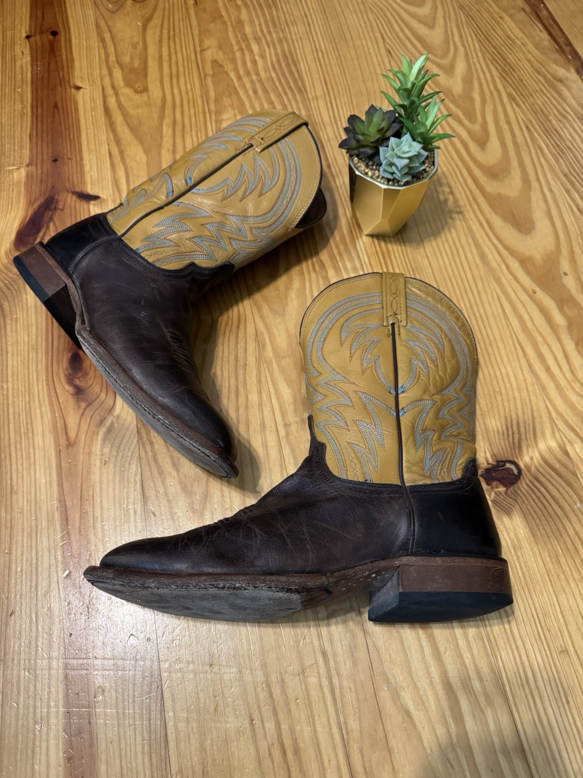Lucchese 1883 Alan Leather Western Cowboy Boots Yellow Mustard Brown Men’s 11 EE