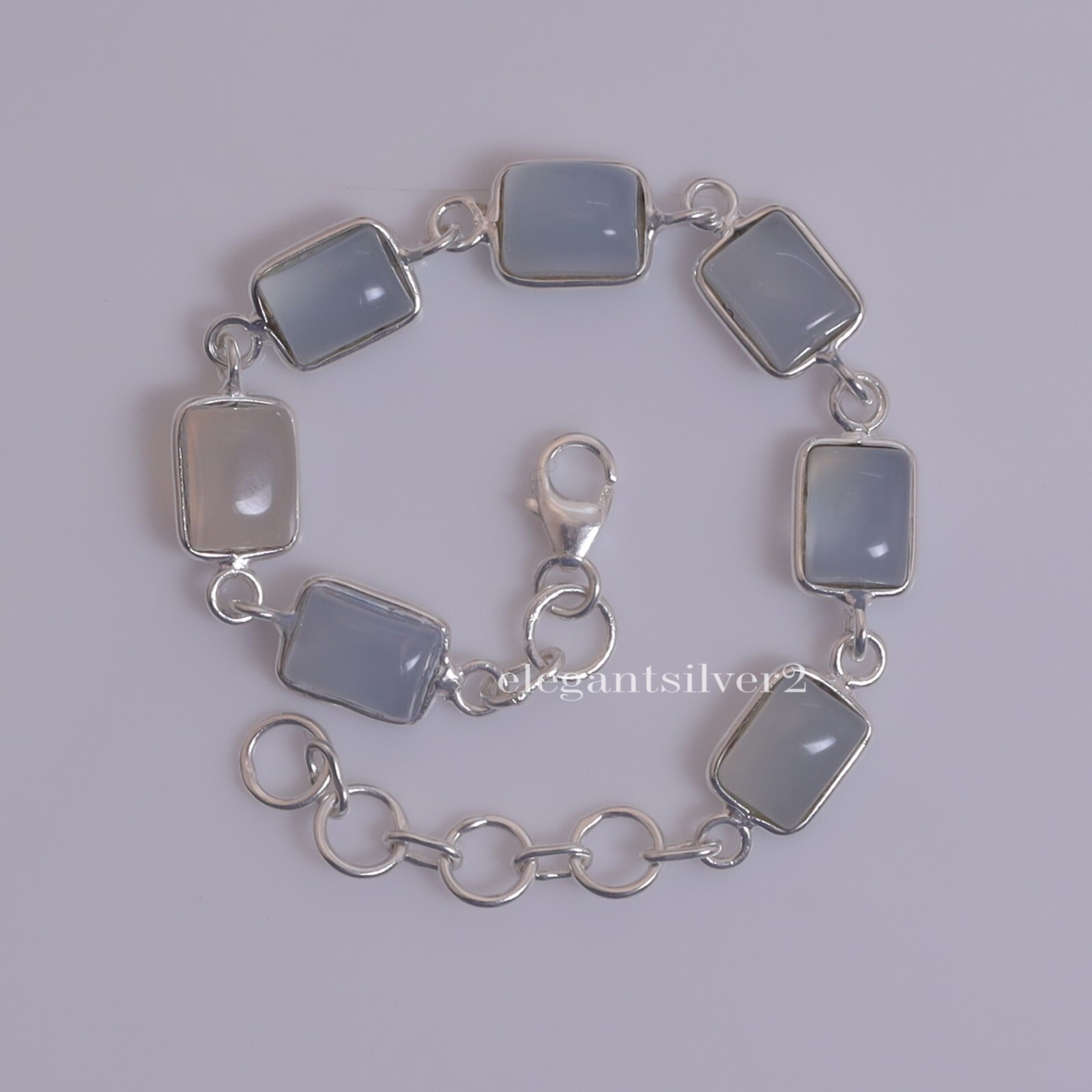 Sterling Silver Chalcedony Bracelet - Handmade Elegant 925 Silver Jewelry