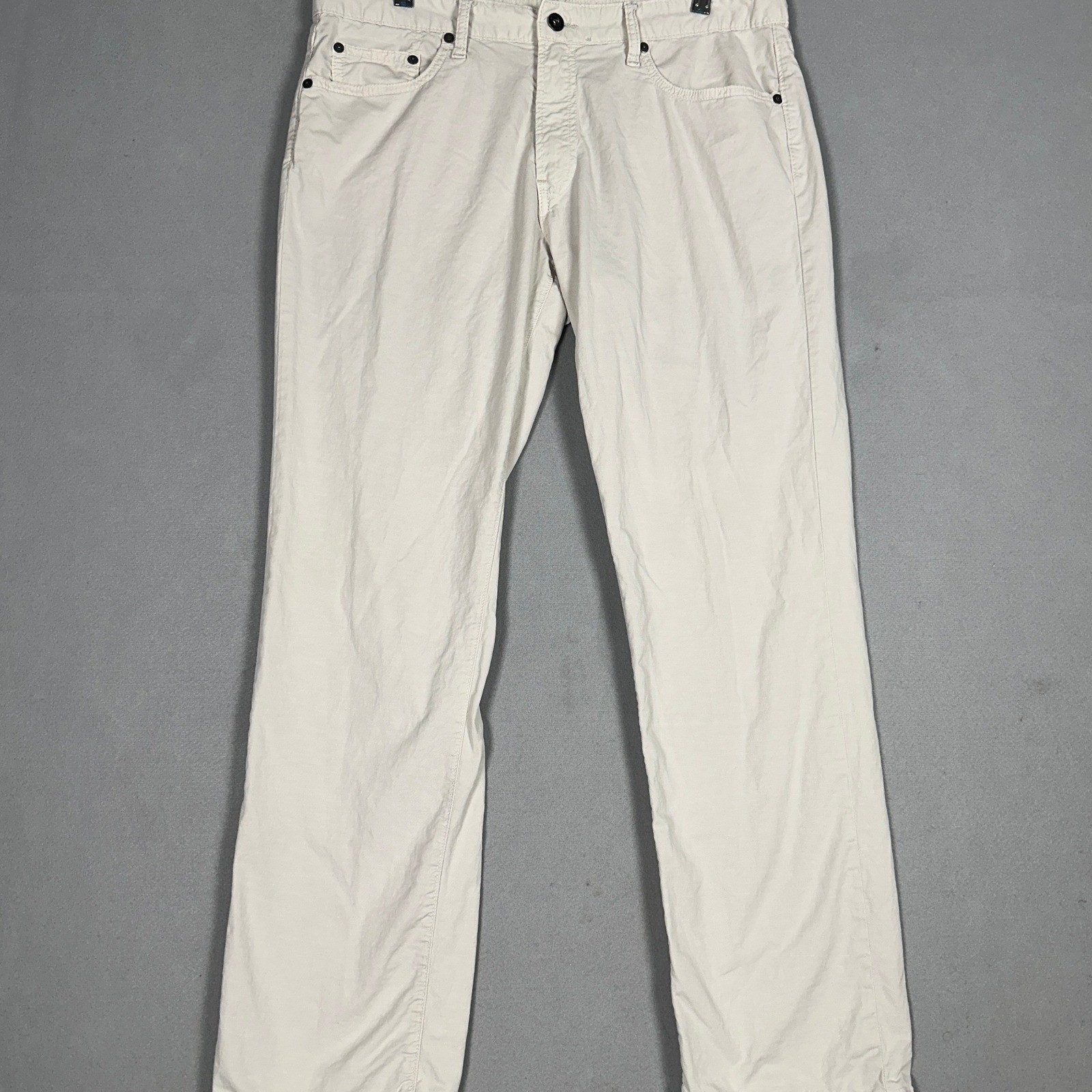 Bonobos Pants Mens 35X32 Straight Leg Cream Chino Linen Blend Stretch Flat Front