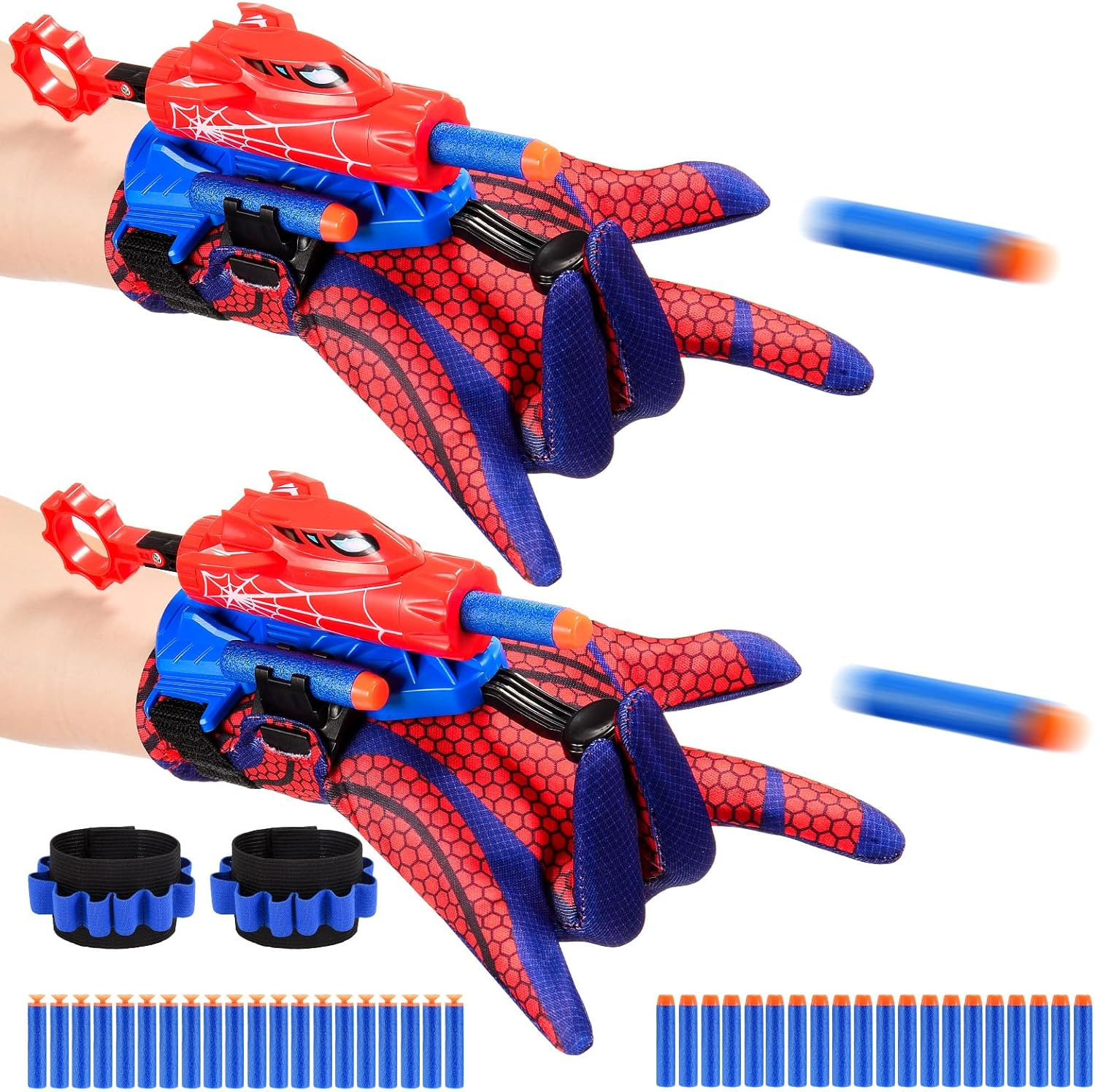 Excitobo 2 Sets Superhero Web Shooters for Kids Age 3-7,Adjustable Wrist Launche