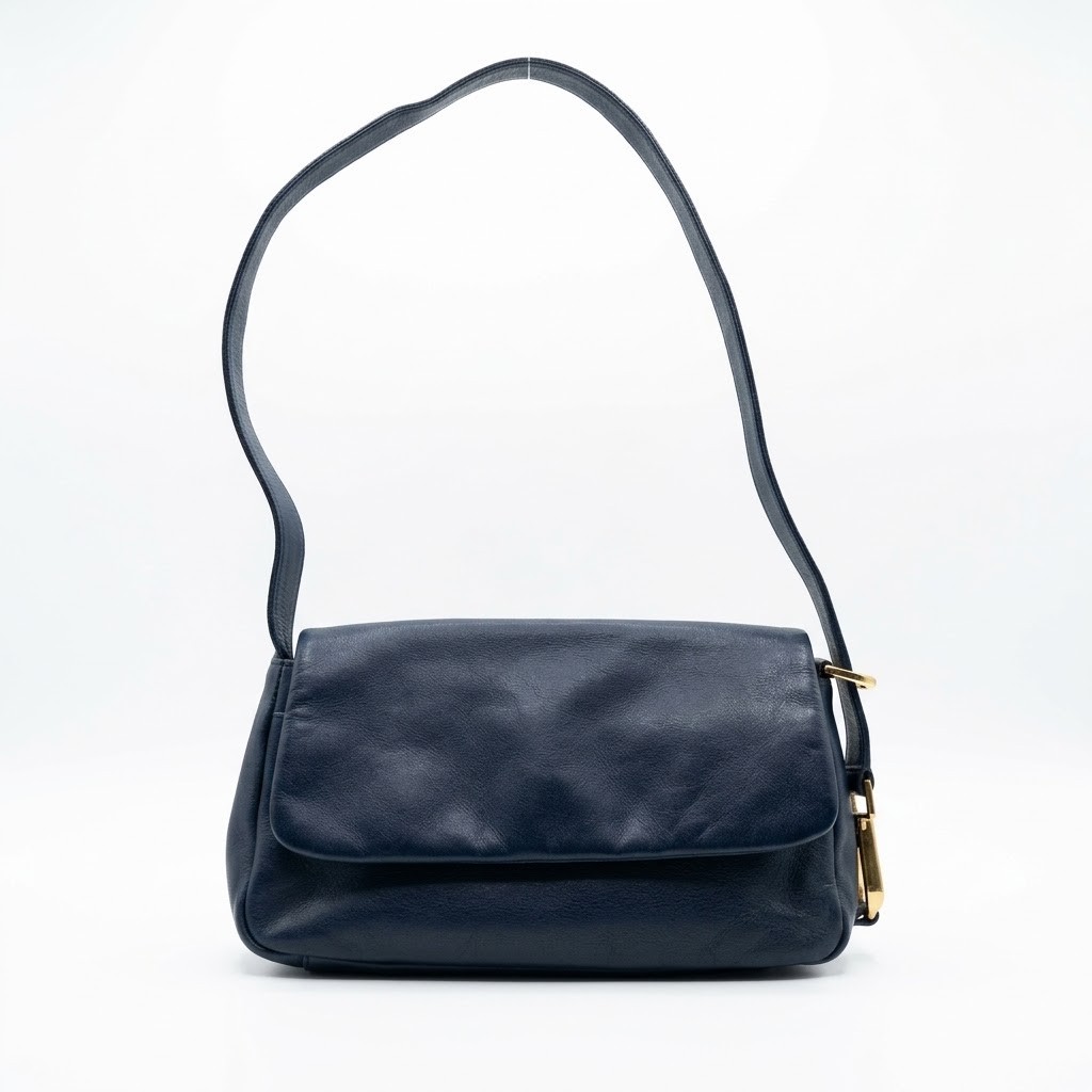 Vintage Etienne Aigner Navy Blue Leather Purse Flap Bag Blue Gold