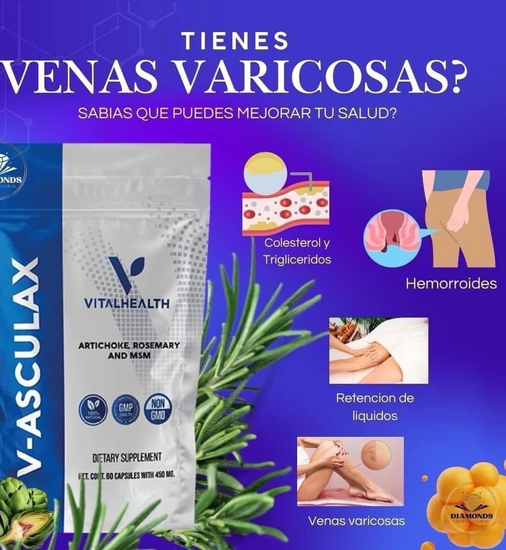 V-ASCULAX by VitalHealth Natural GMP Non-GMO Artichoke, Rosemary, MSM Supplement
