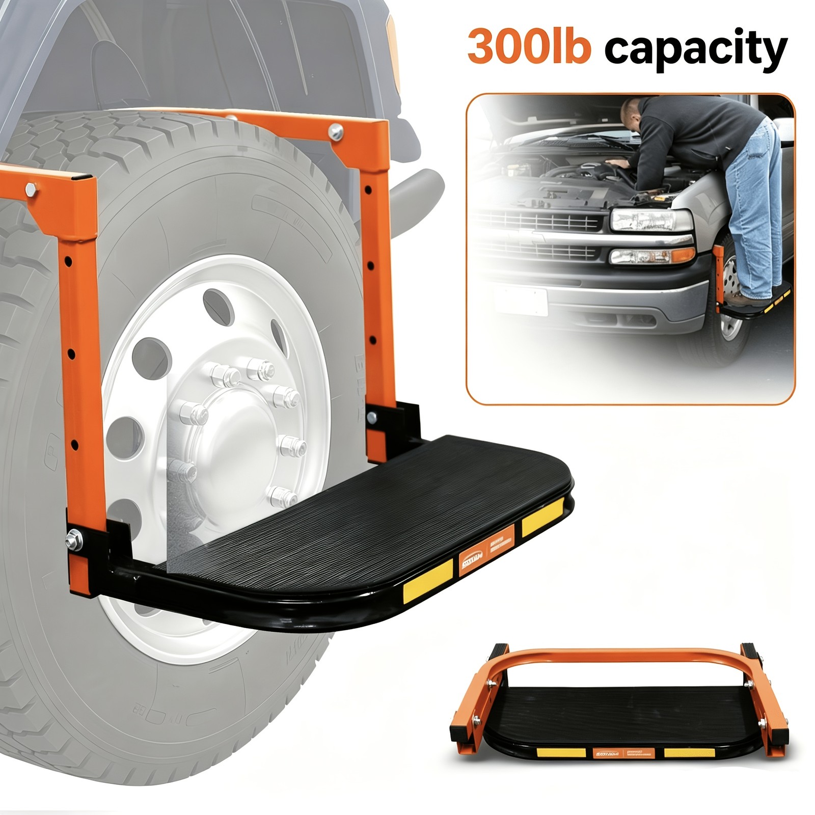 Heavy Duty Folding Tire Step Adjustable Non-Slip 300lb for Truck SUV Roof Access