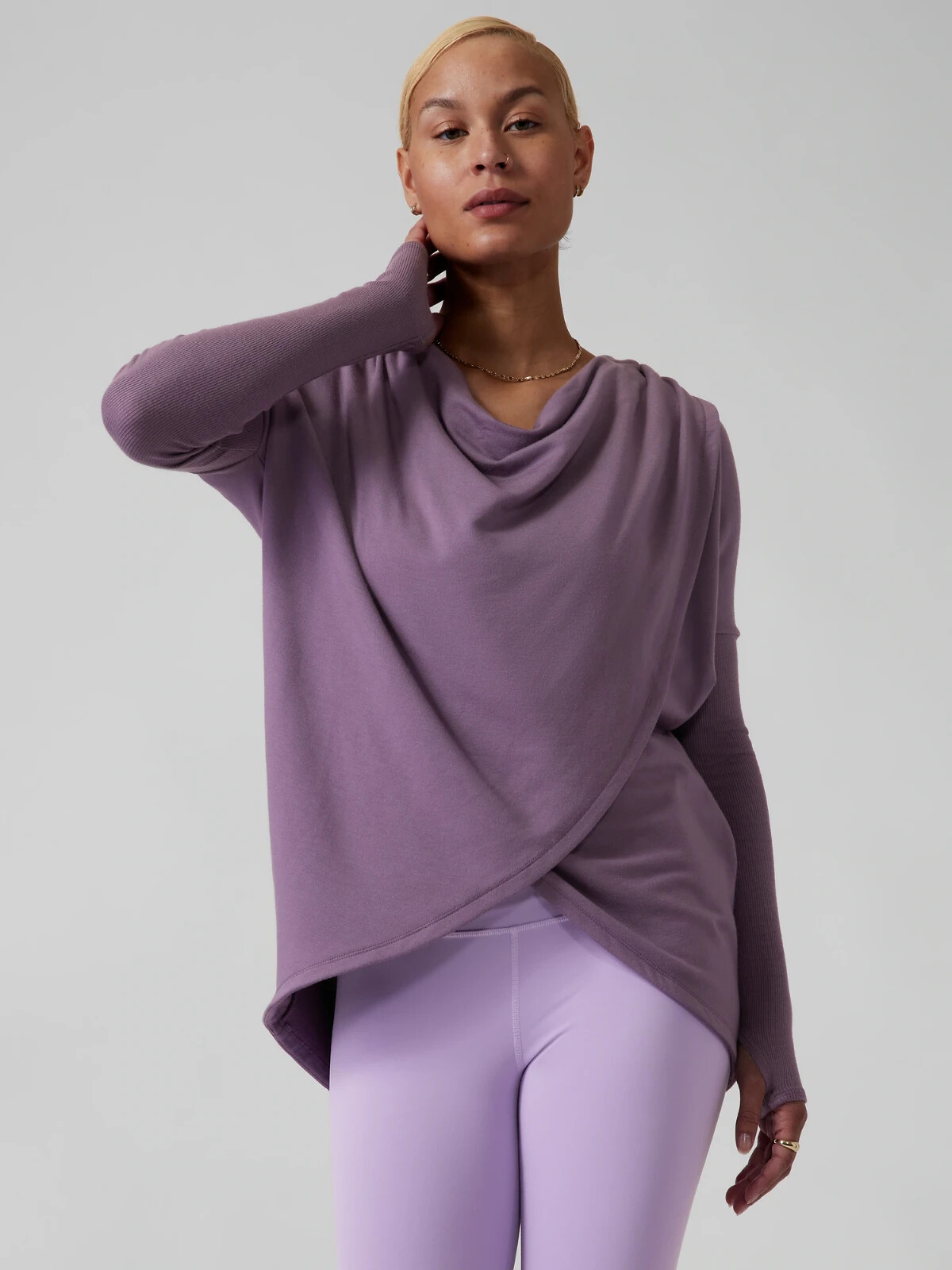 ATHLETA Dark Sky Violet Purana Wrap Hoodie Sweatshirt Medium