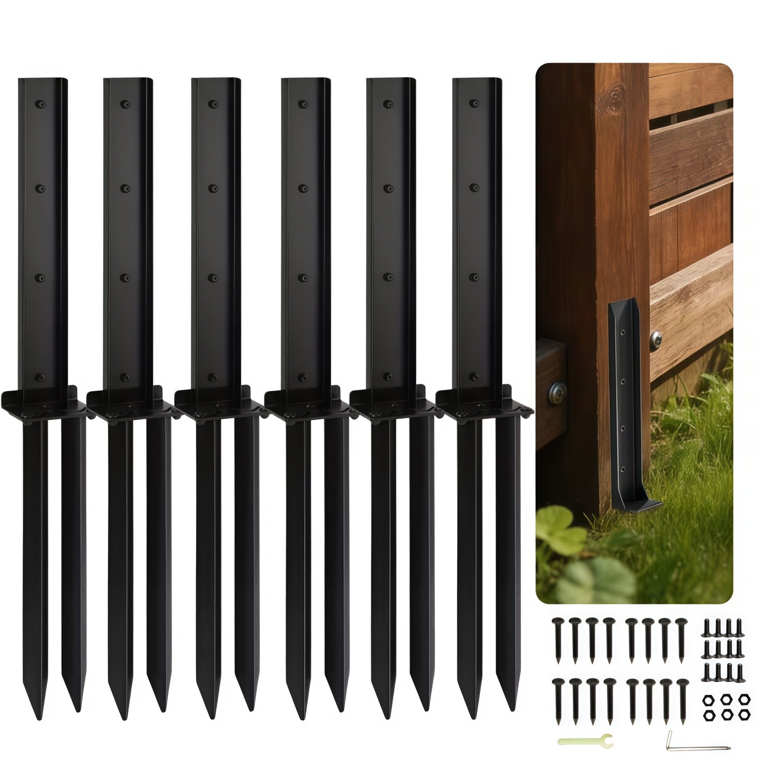 2/4/6/8-Pack Heavy Duty Fence Post Repair Kit - Secure Broken Wood Support
