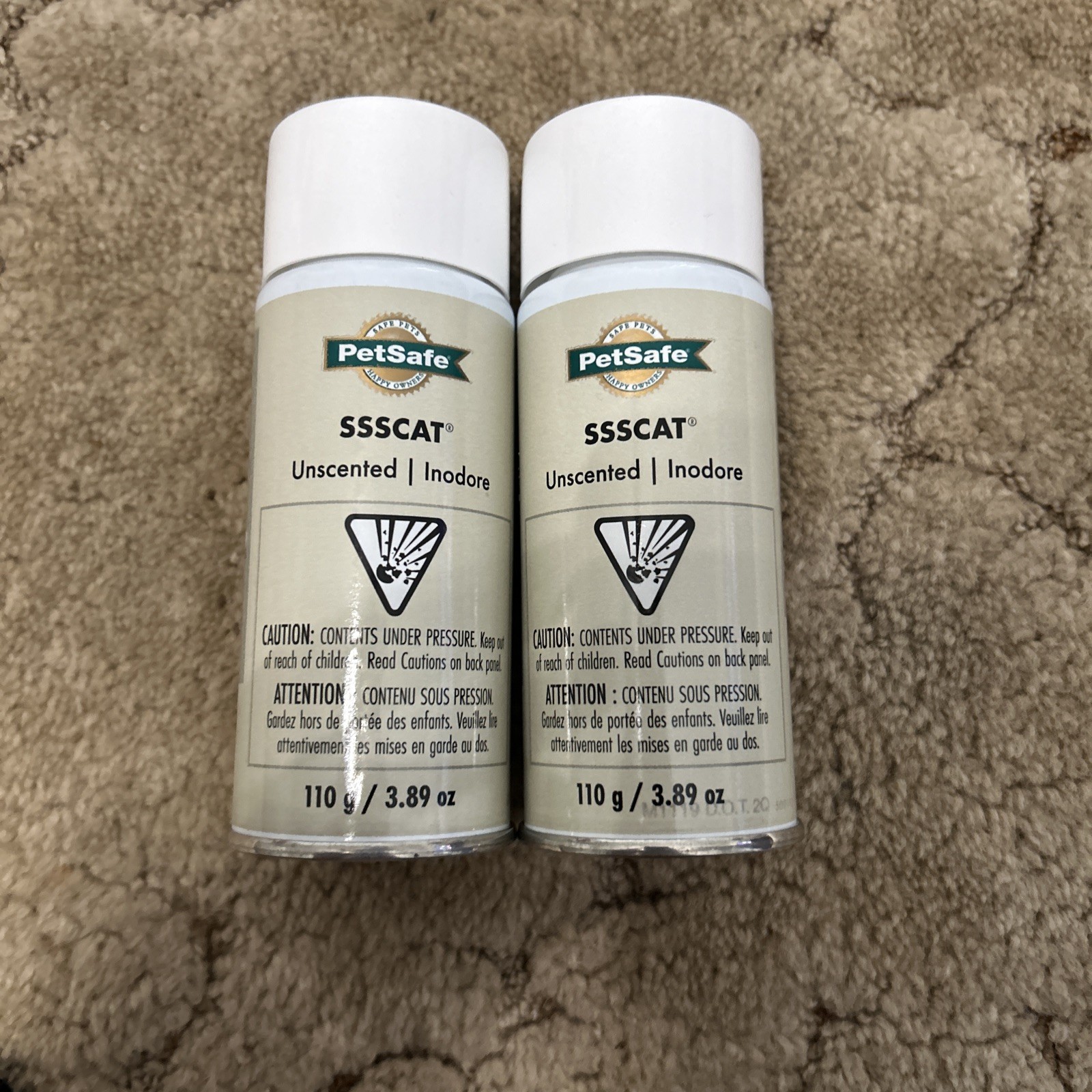 (2) PetSafe SSSCAT Spray Unscented Replacement Refill Cans 115ml/3.89 Fl Oz (2) PetSafe SSSCAT Spray Unscented Replacement Refill Cans 115ml/3.89 Fl Oz