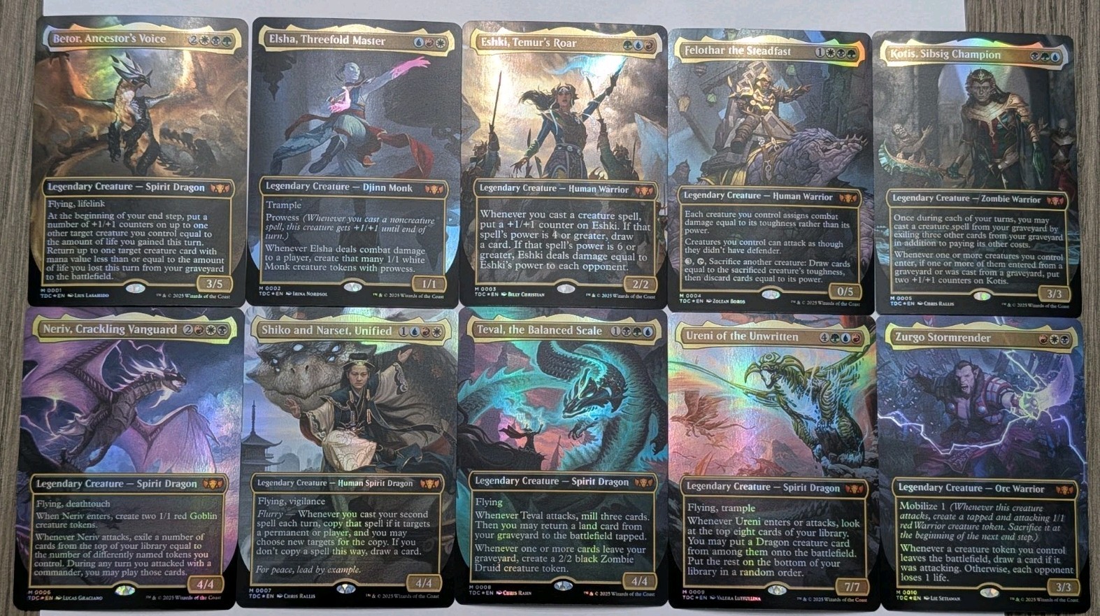 MTG Complete Set of 10 Tarkir Dragonstorm Commanders Mythic Borderless Foil MTG Complete Set of 10 Tarkir Dragonstorm Commanders Mythic Borderless Foil