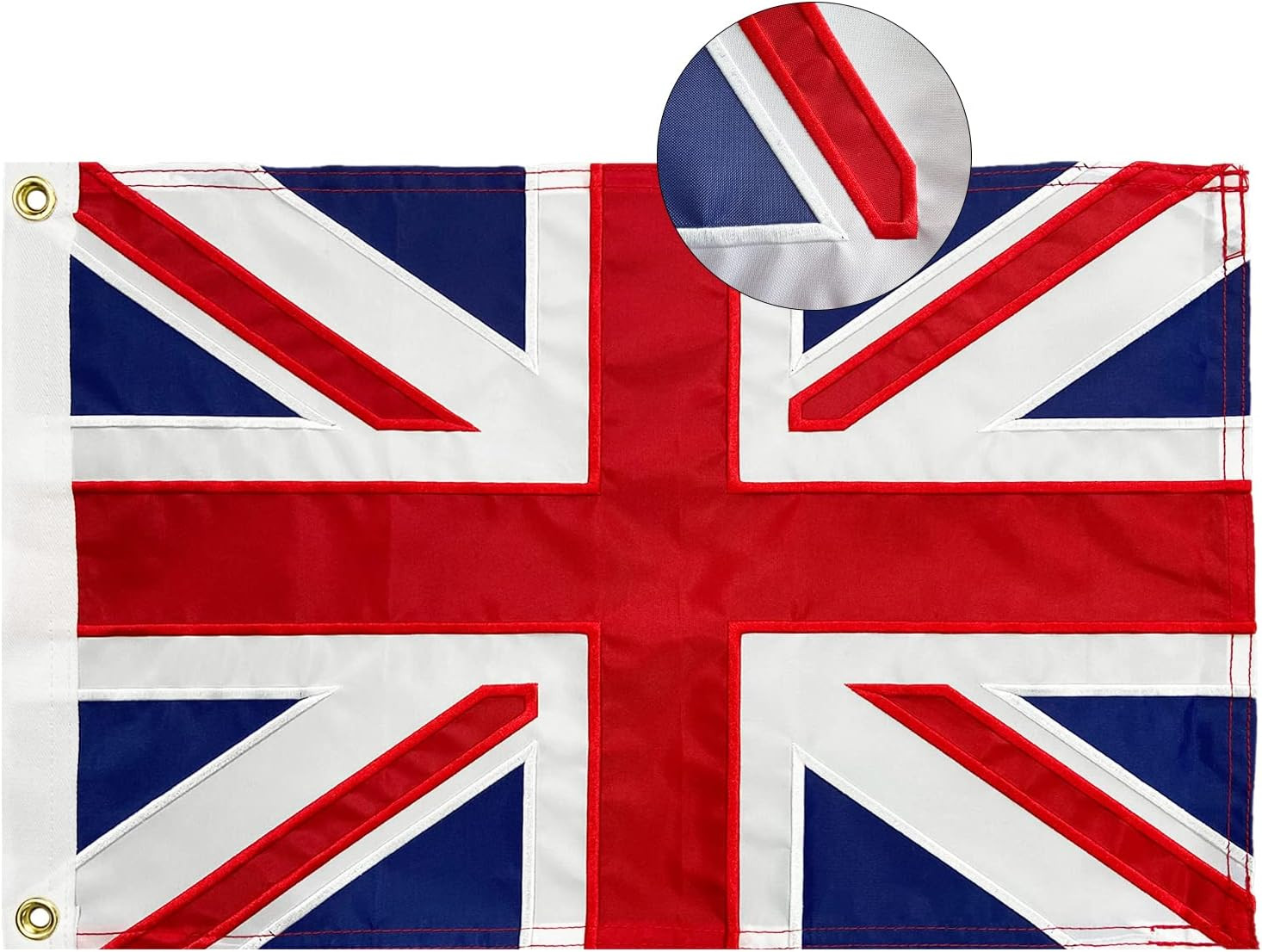 British Flags 12X18 Inch Embroidered Union Jack UK Flag Sewn Strips