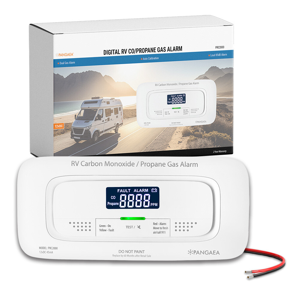 Digital RV Carbon Monoxide & Propane Dual Gas Alarm - Hard-Wired DC 12V, LCD