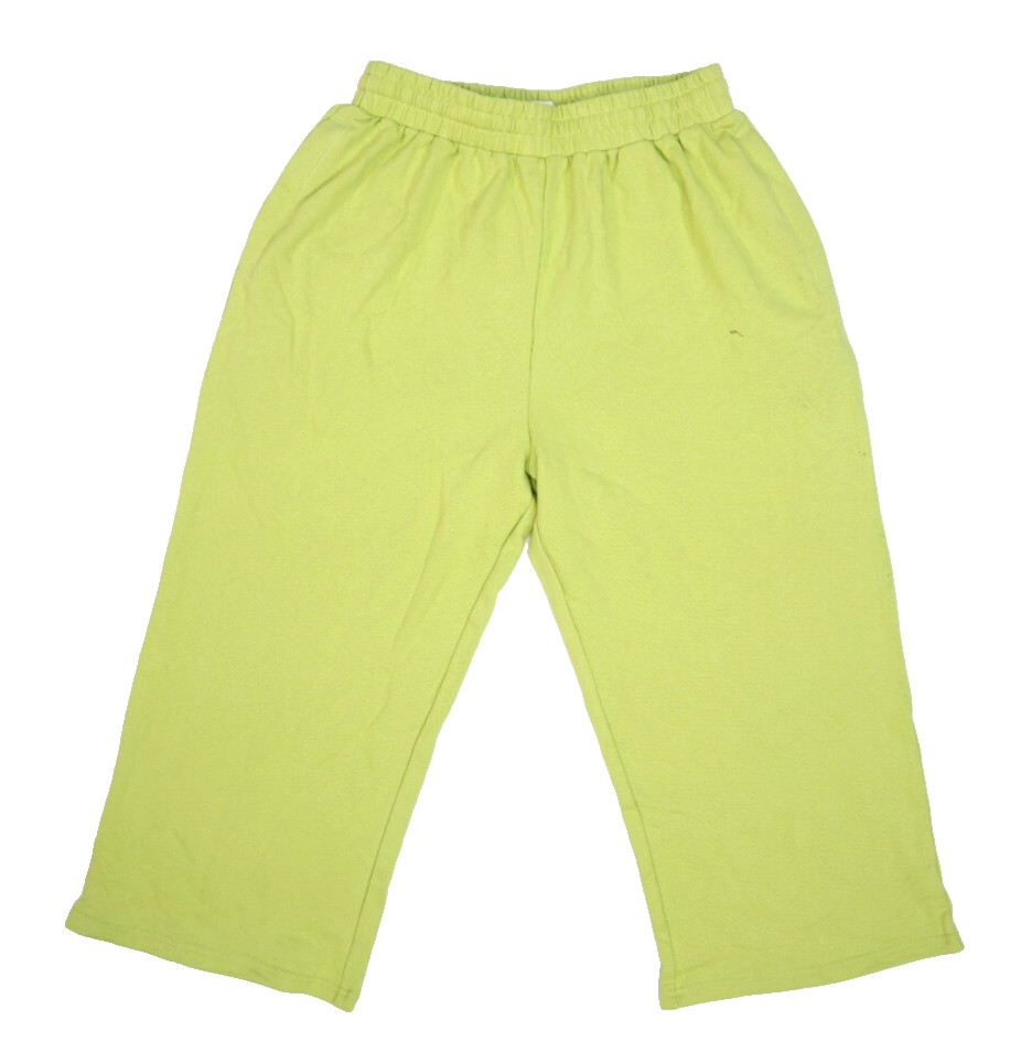 Shiny By Nature Womens Lime Green Drawstring Waist Wide Leg Sweatpants XL
