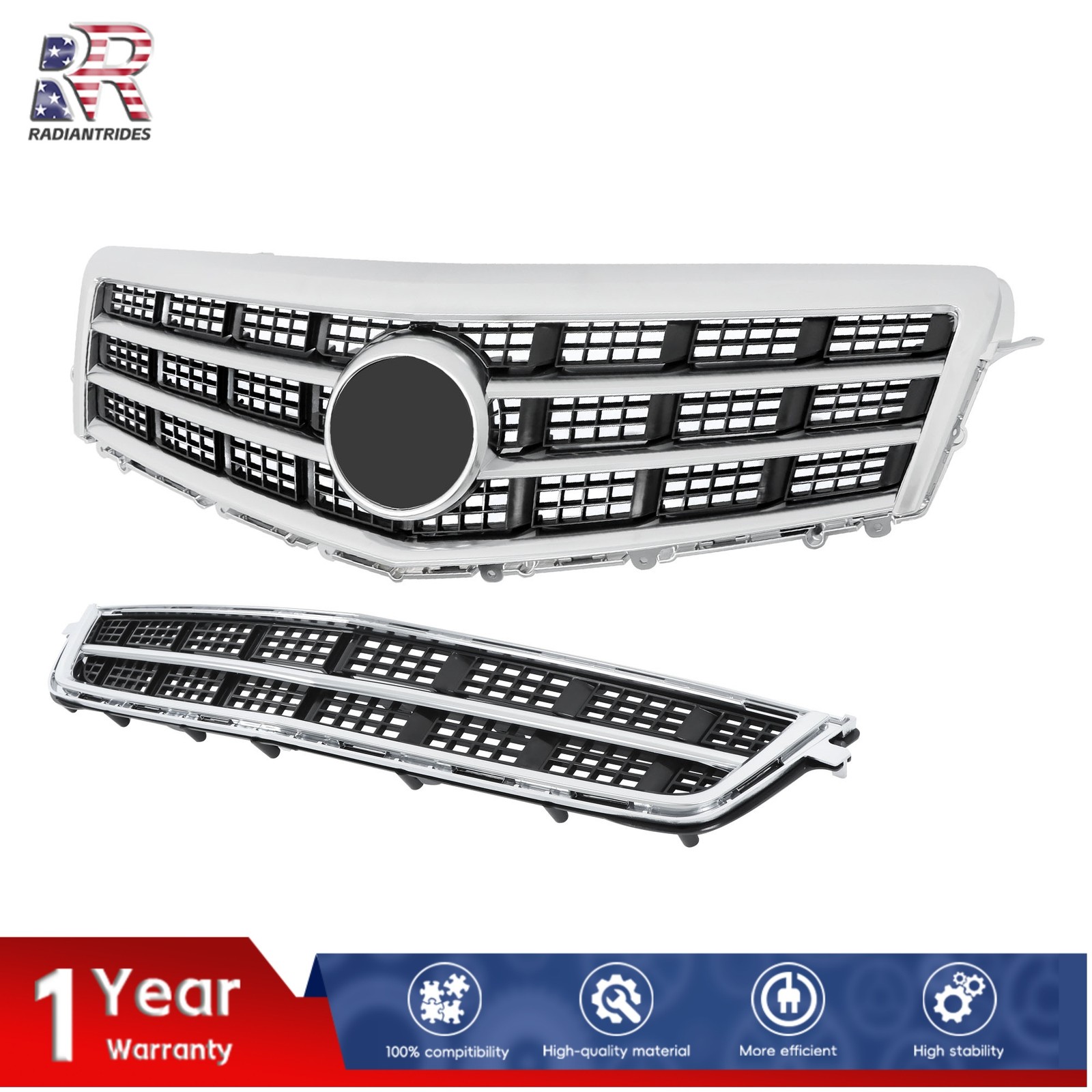 For Cadillac ATS 2013-14 Front Upper Grille Lower Grill Trim Molding Matte Black